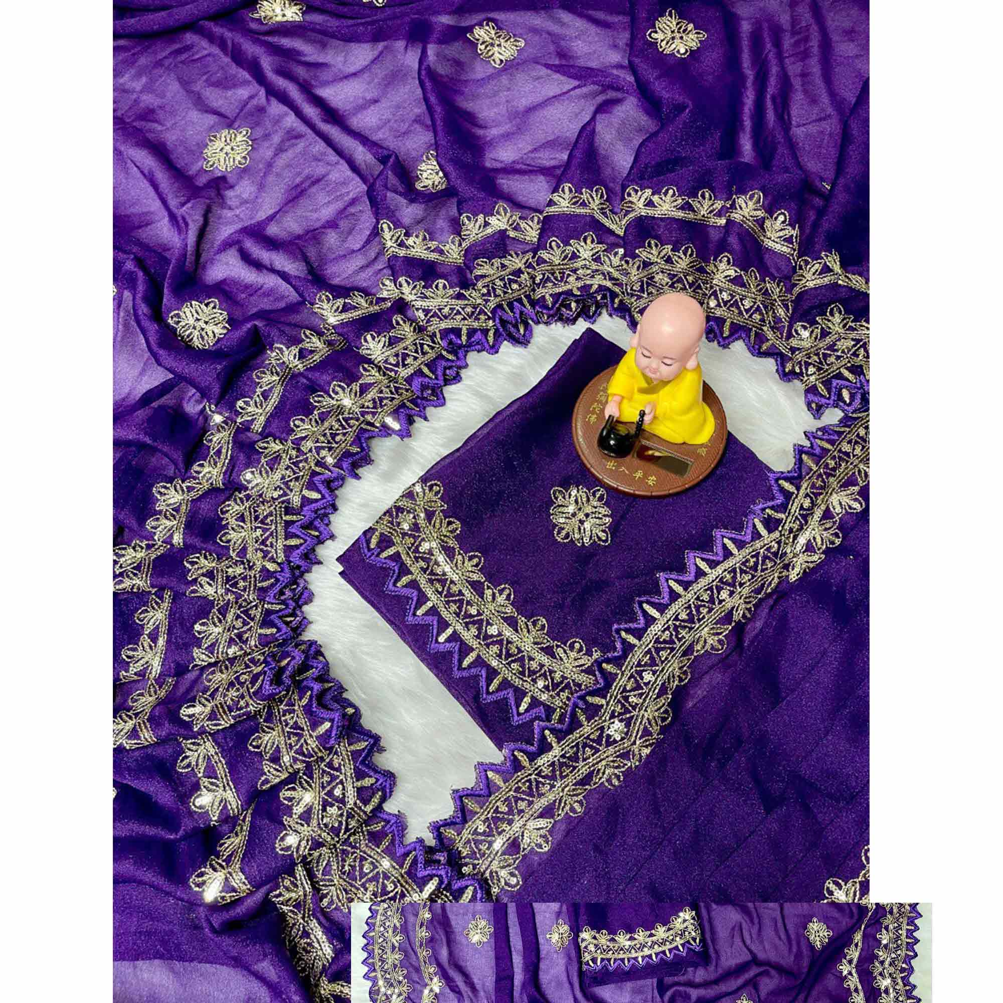 Violet Georgette Saree with Intricate Sequins Embroidery for Special Events