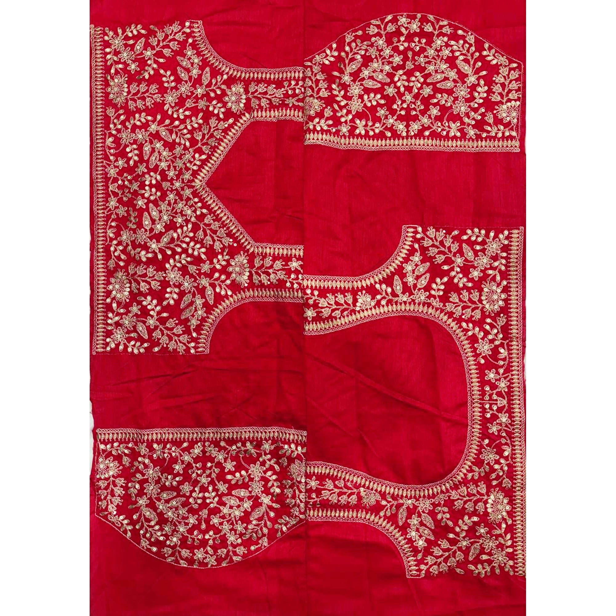 Red Festive Silk Blend Saree Highlighted with Silver Thread Work and Shimmering Sequins