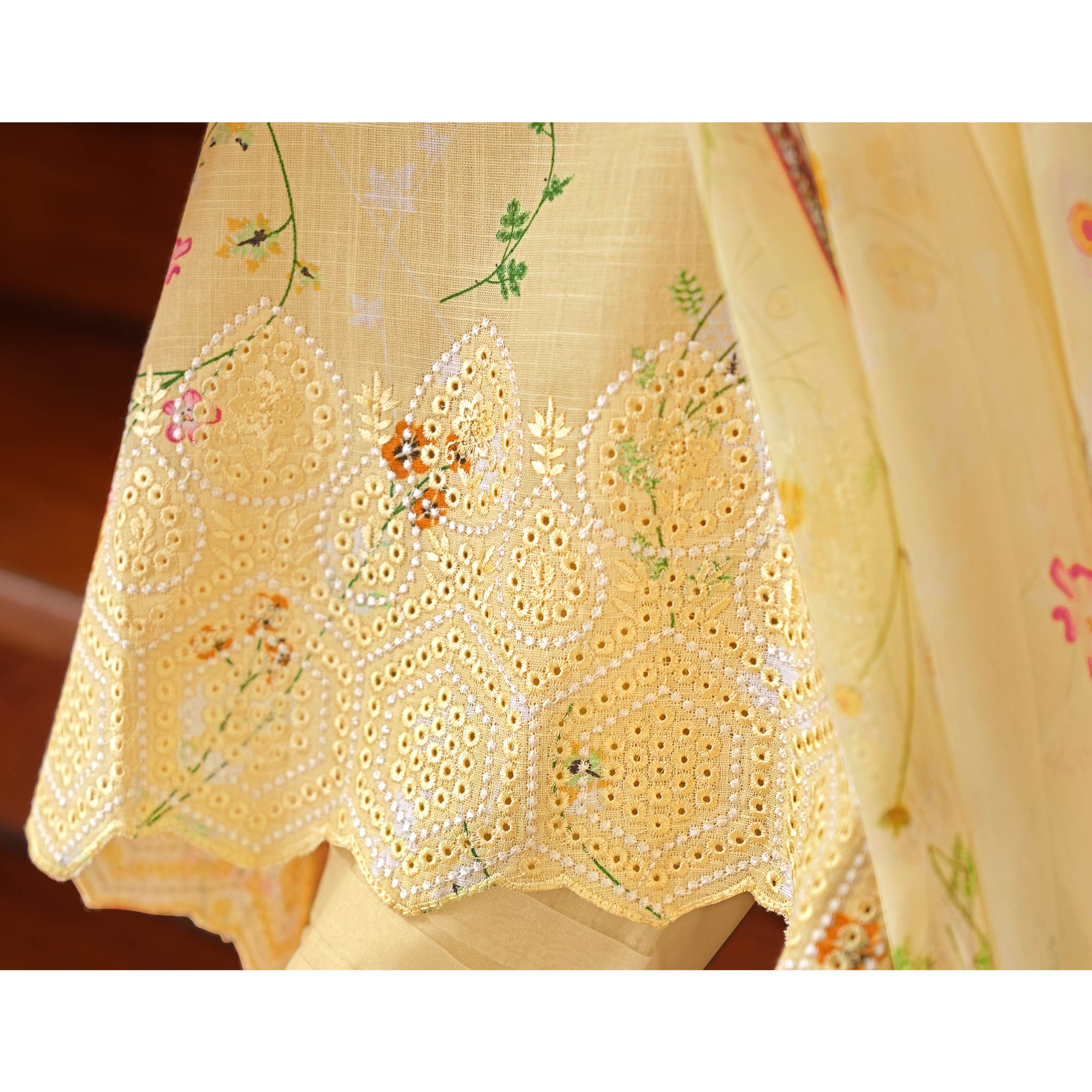 Yellow Floral Digital Printed Pure Cotton Salwar Suit