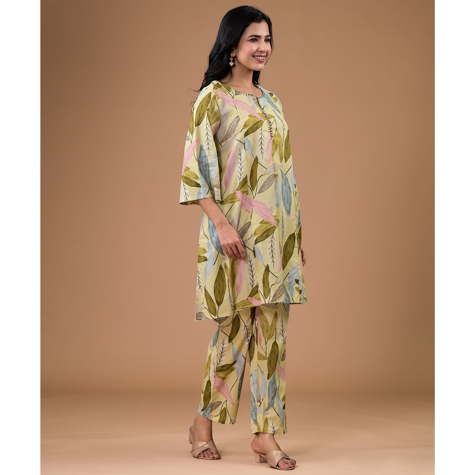 Green Printed Pure Cotton Co-ord Set