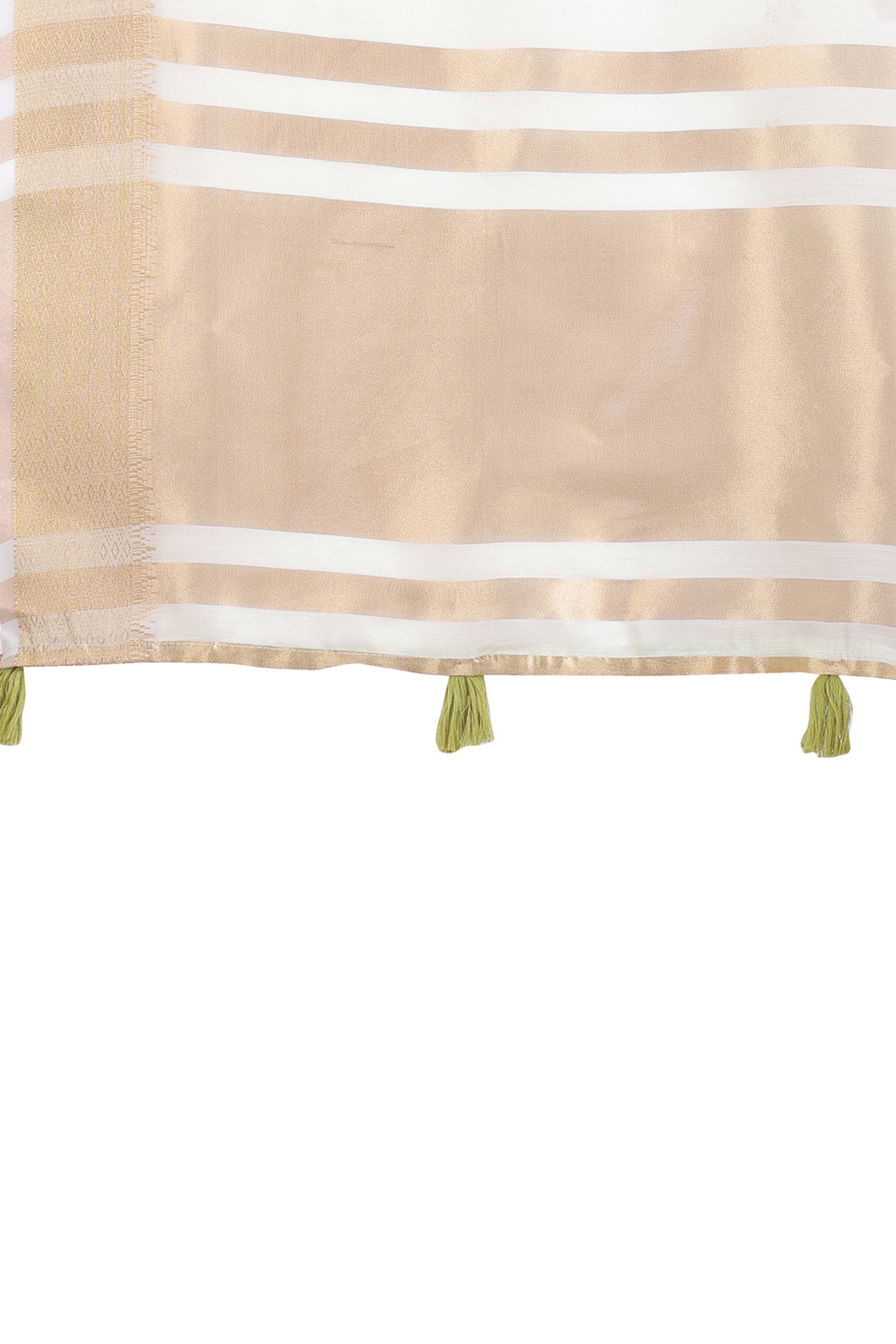 Light Green Cotton Silk Saree with Zari Border Weaving