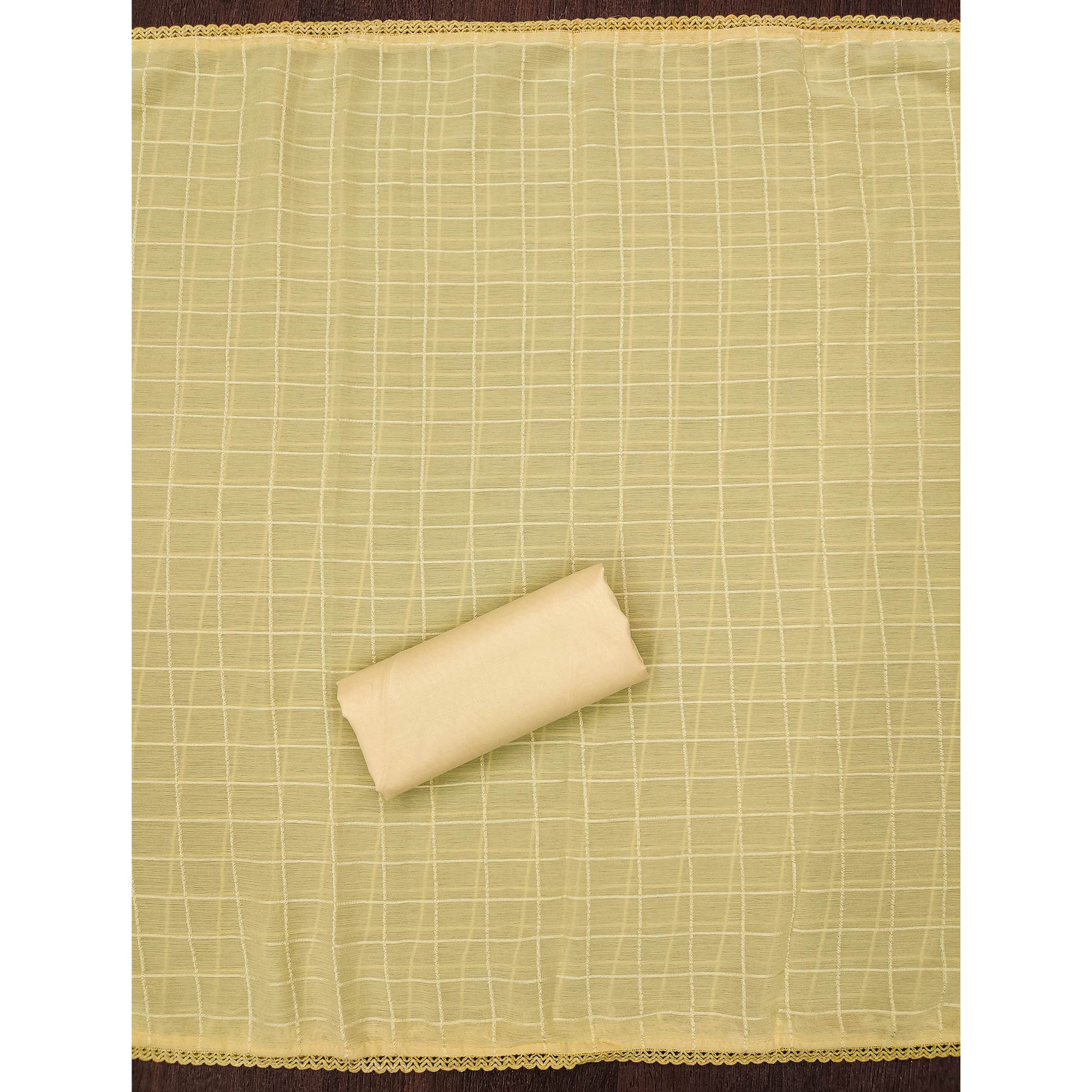 Yellow Cotton Blend Dress Material With Schiffli Embroidery & Floral Digital Print