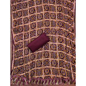 Purple Floral Sequins Embroidered Cotton Silk Dress Material