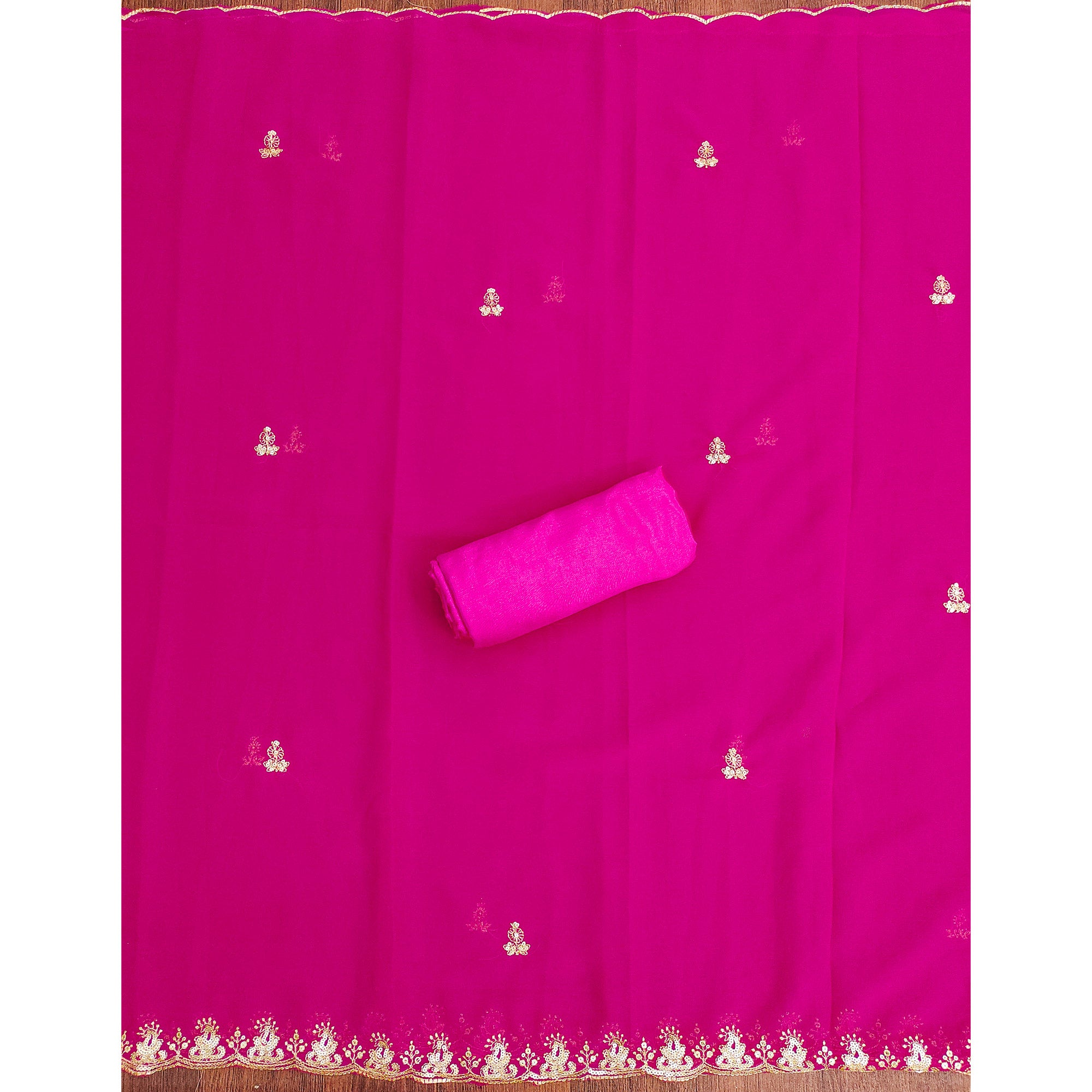 Pink Georgette Dress Material with Sparkling Sequin Embroidery