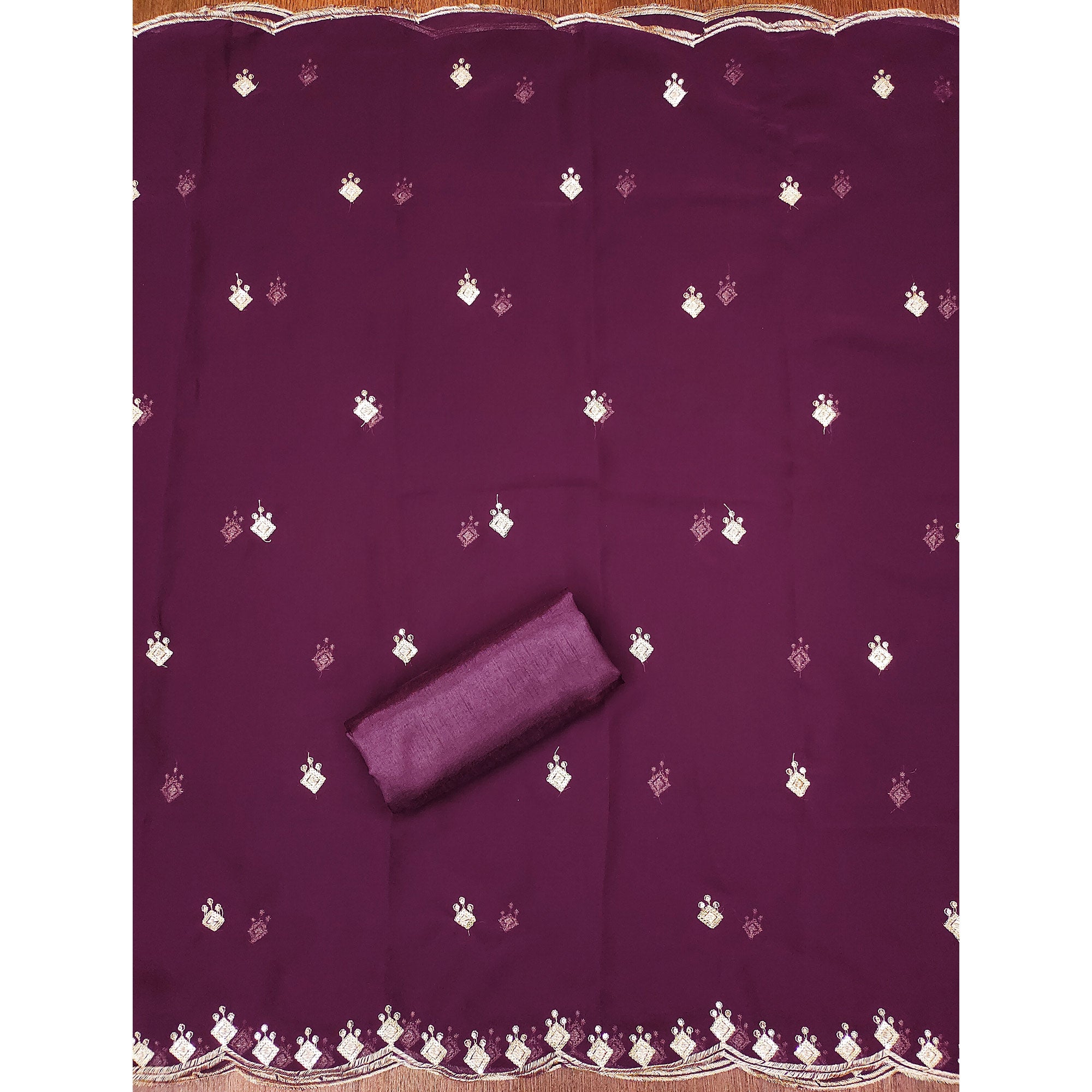 Rich Purple Georgette Dress Material With Dazzling Sequins Embroidery