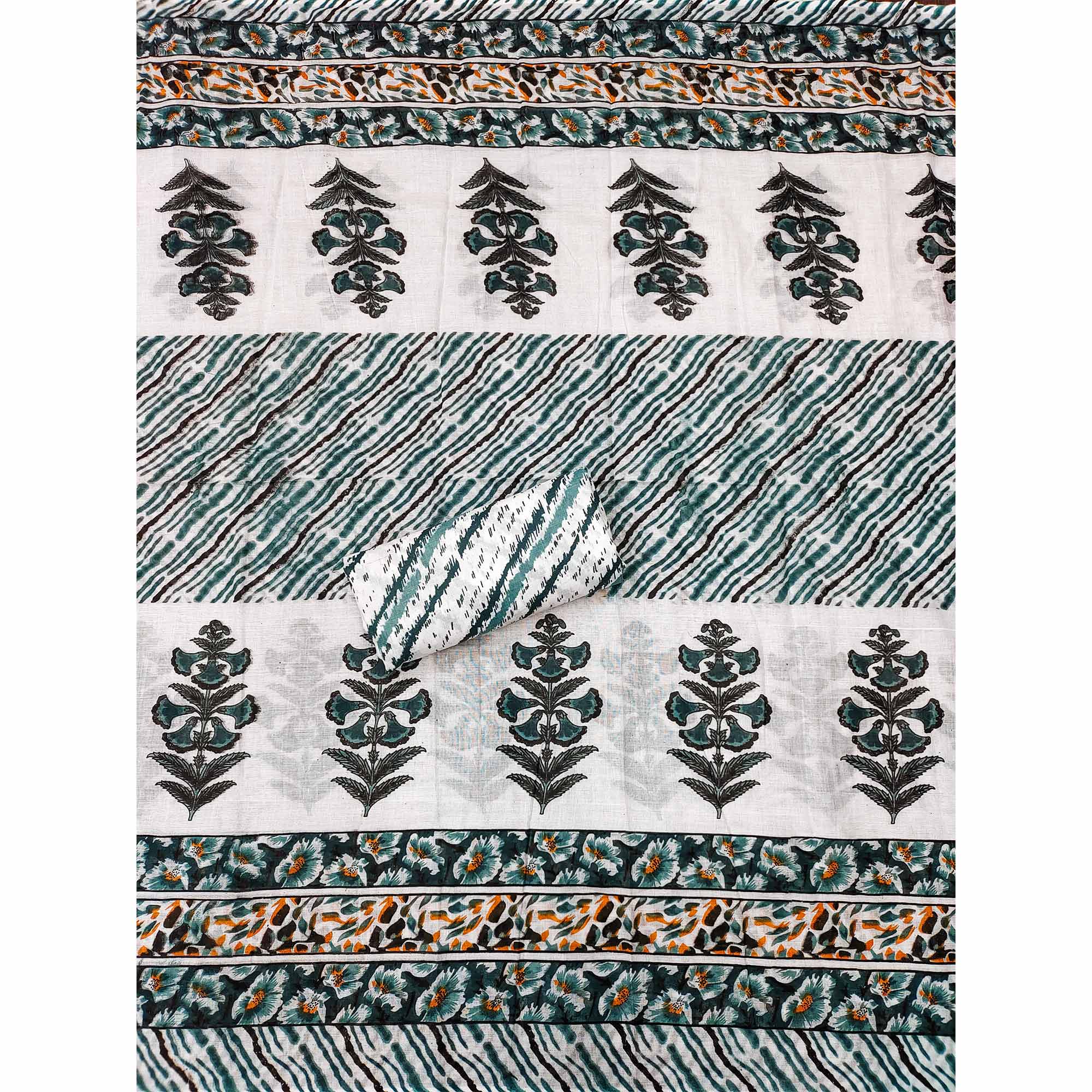 Morpich Printed With Embroidered Cotton Blend Dress Material
