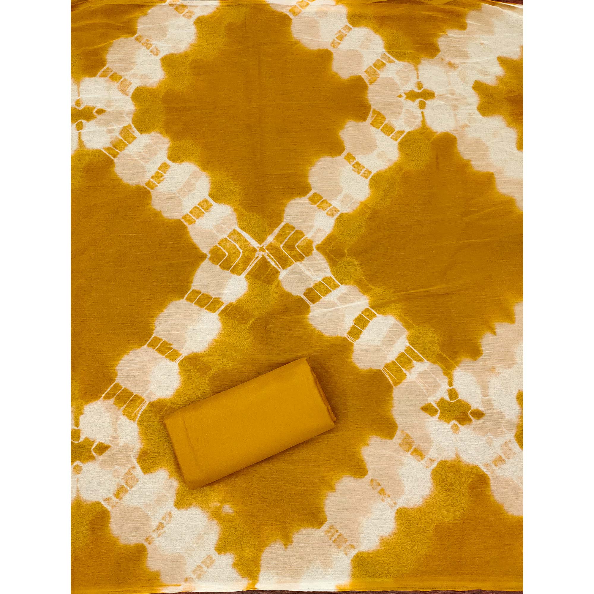 Mustard Cotton Blend Dress Material Highlighted With Floral Thread & Sequins Work