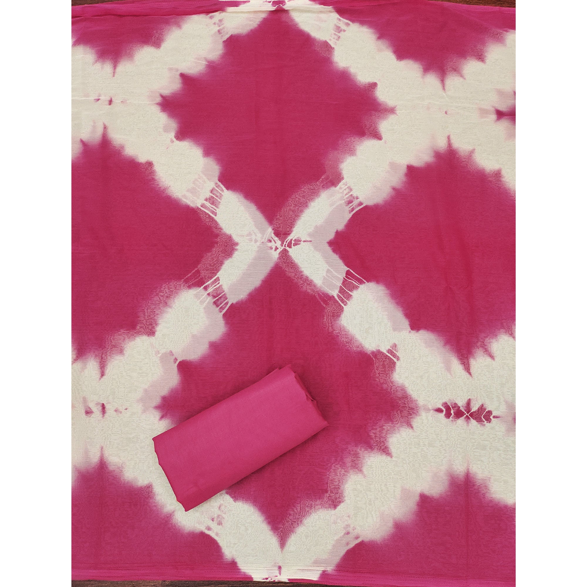 Pink Cotton Blend Dress Material Highlighted With Floral Thread & Sequins Work