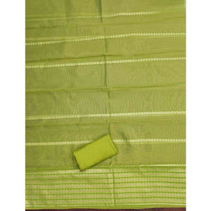 Classic Green Butti Weaving Shimmer Dress Material Enhanced With Sequins Cording Embroidery
