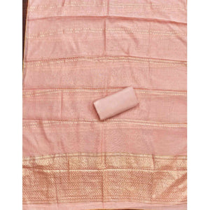 Refined Peach Viscose Jacquard Dress Material Featuring Floral Weaving Work