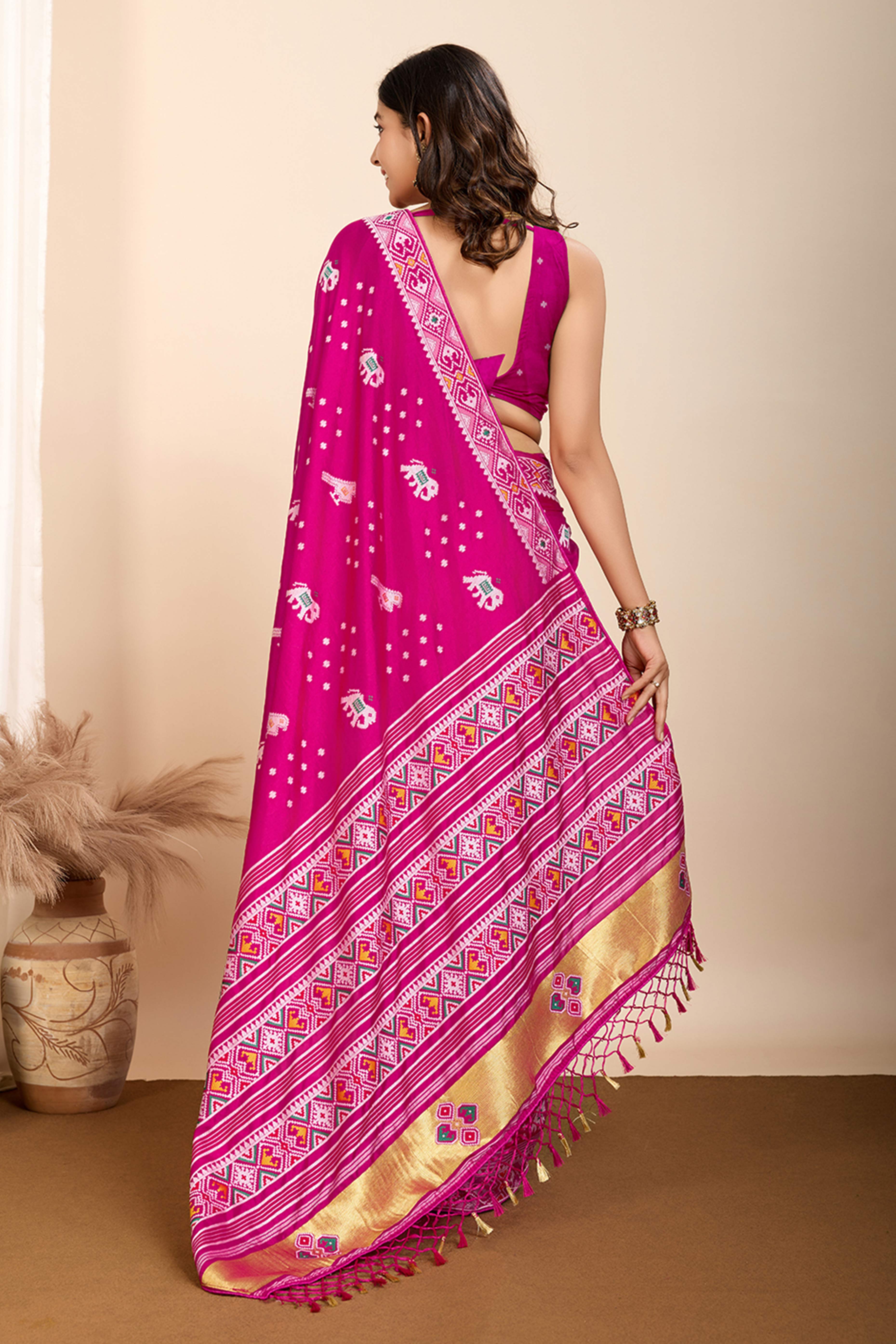 Pink Minakari Weaving Pure Silk Saree