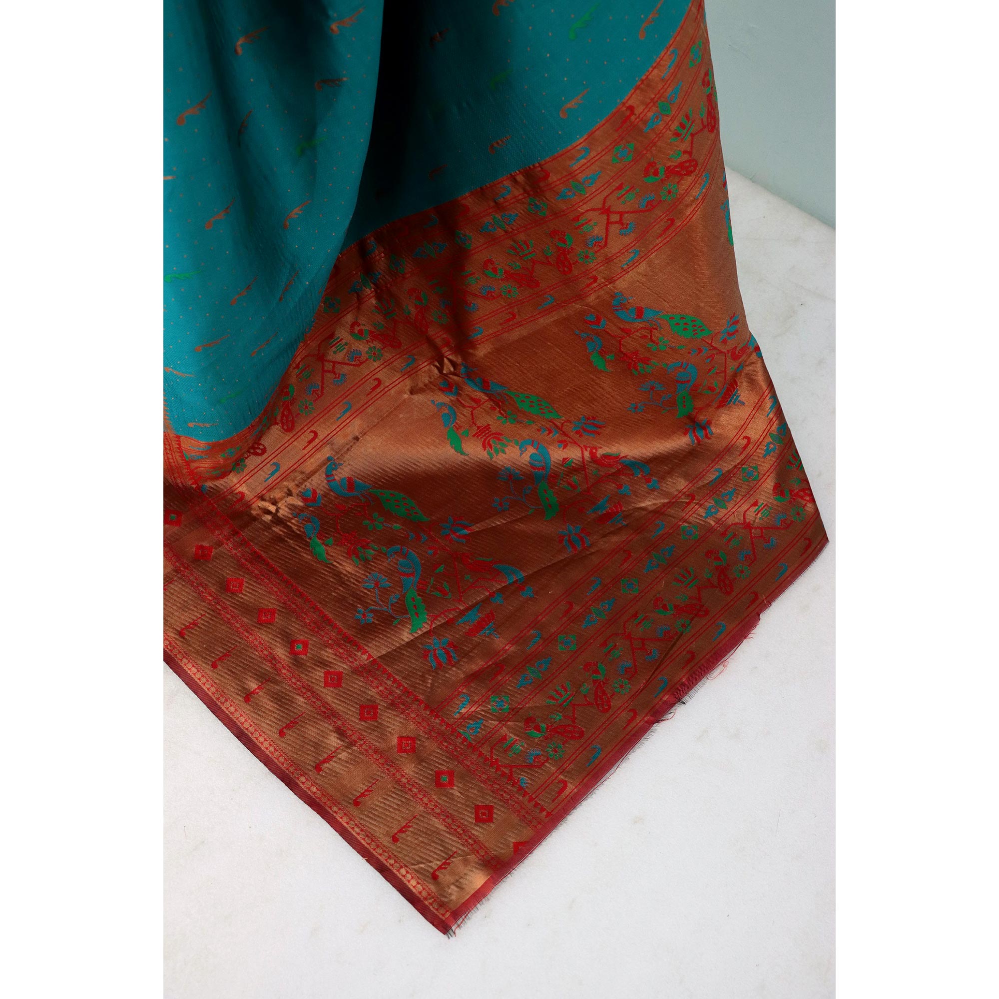 Rama Blue Woven Pure Silk Paithani Saree