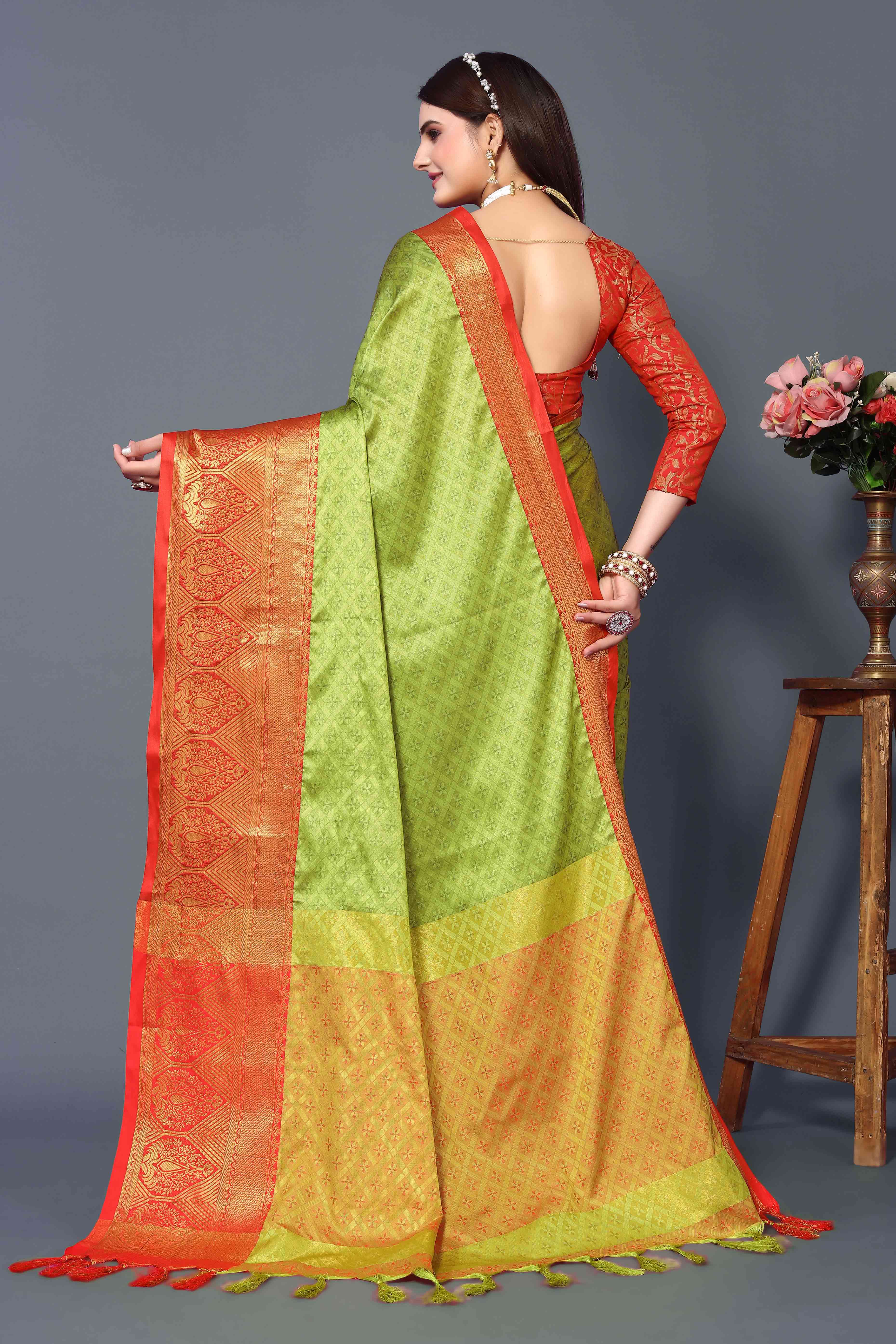 Green Zari Weaving Cotton Silk Saree