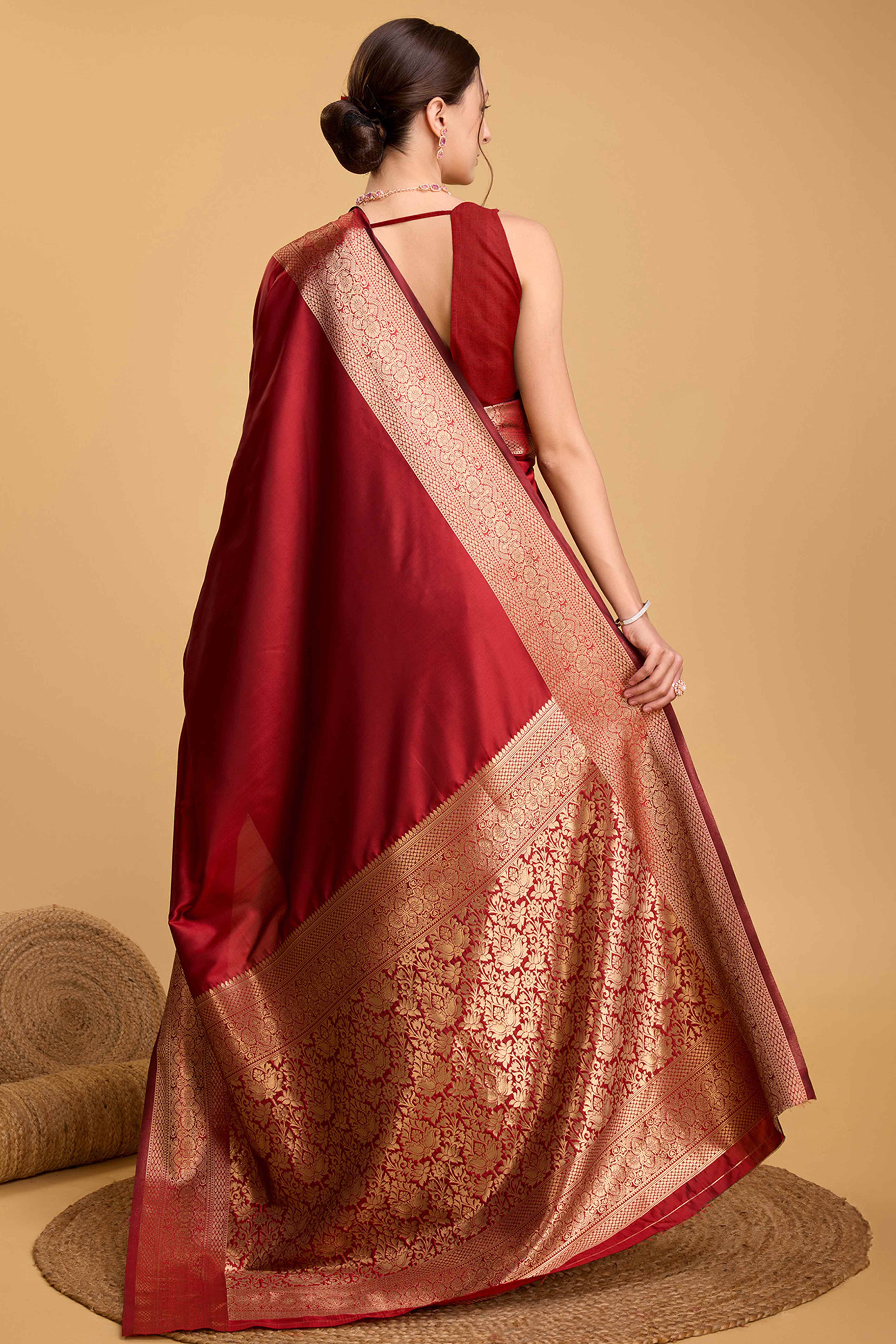 Red Zari Weaving Banarasi Silk Saree