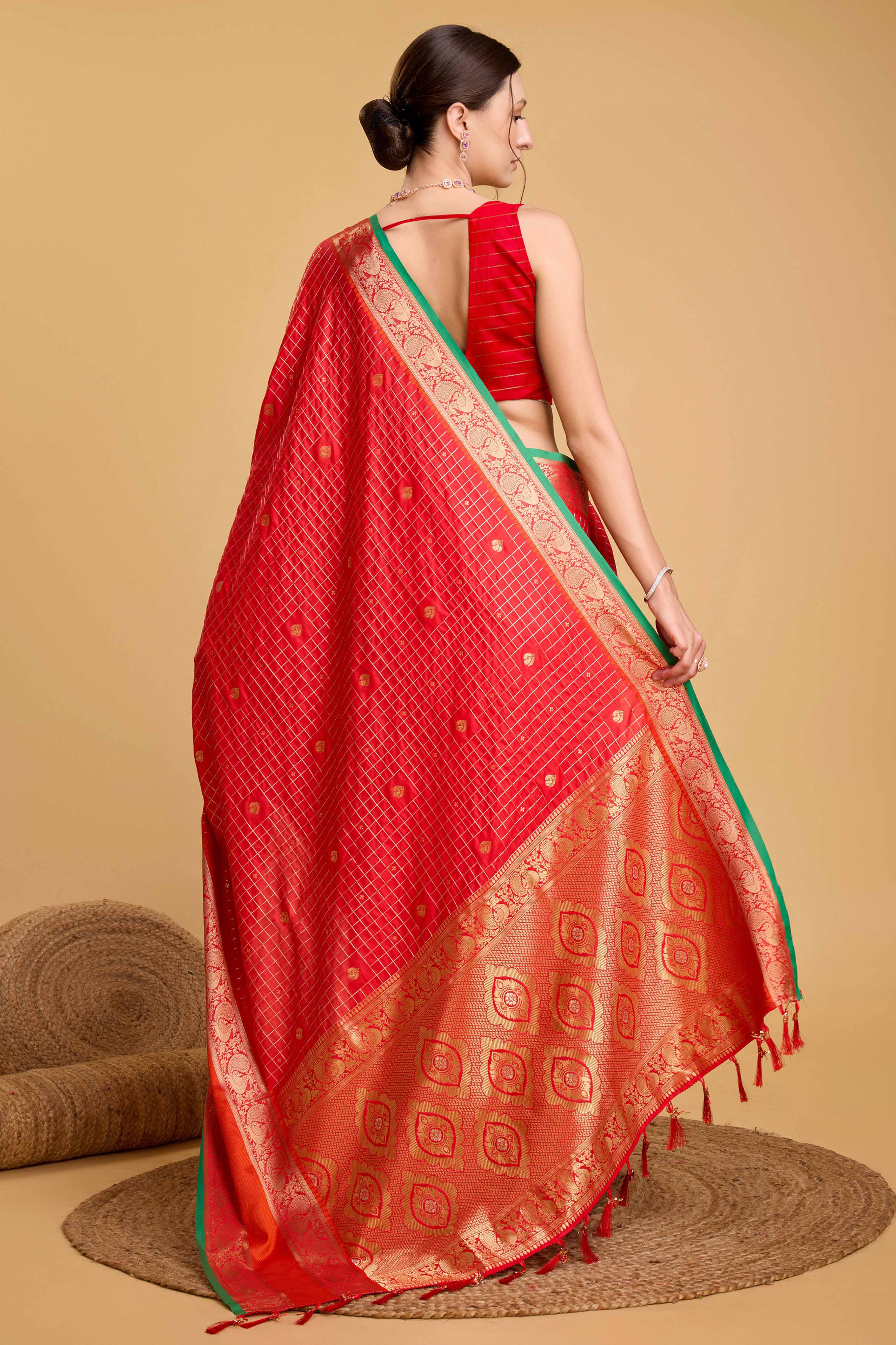 Red Zari Weaving Banarasi Silk Saree