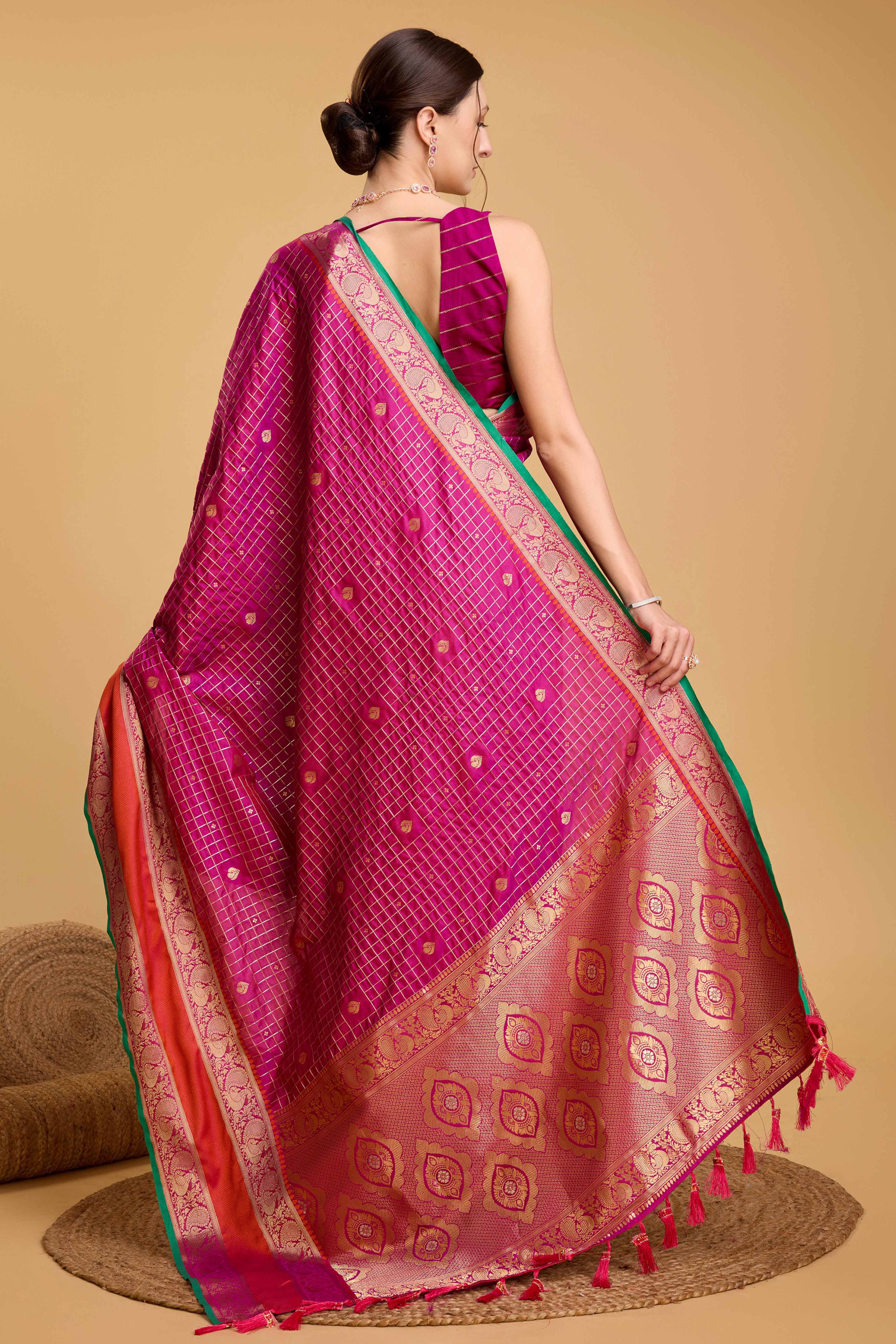 Pink Zari Weaving Banarasi Silk Saree