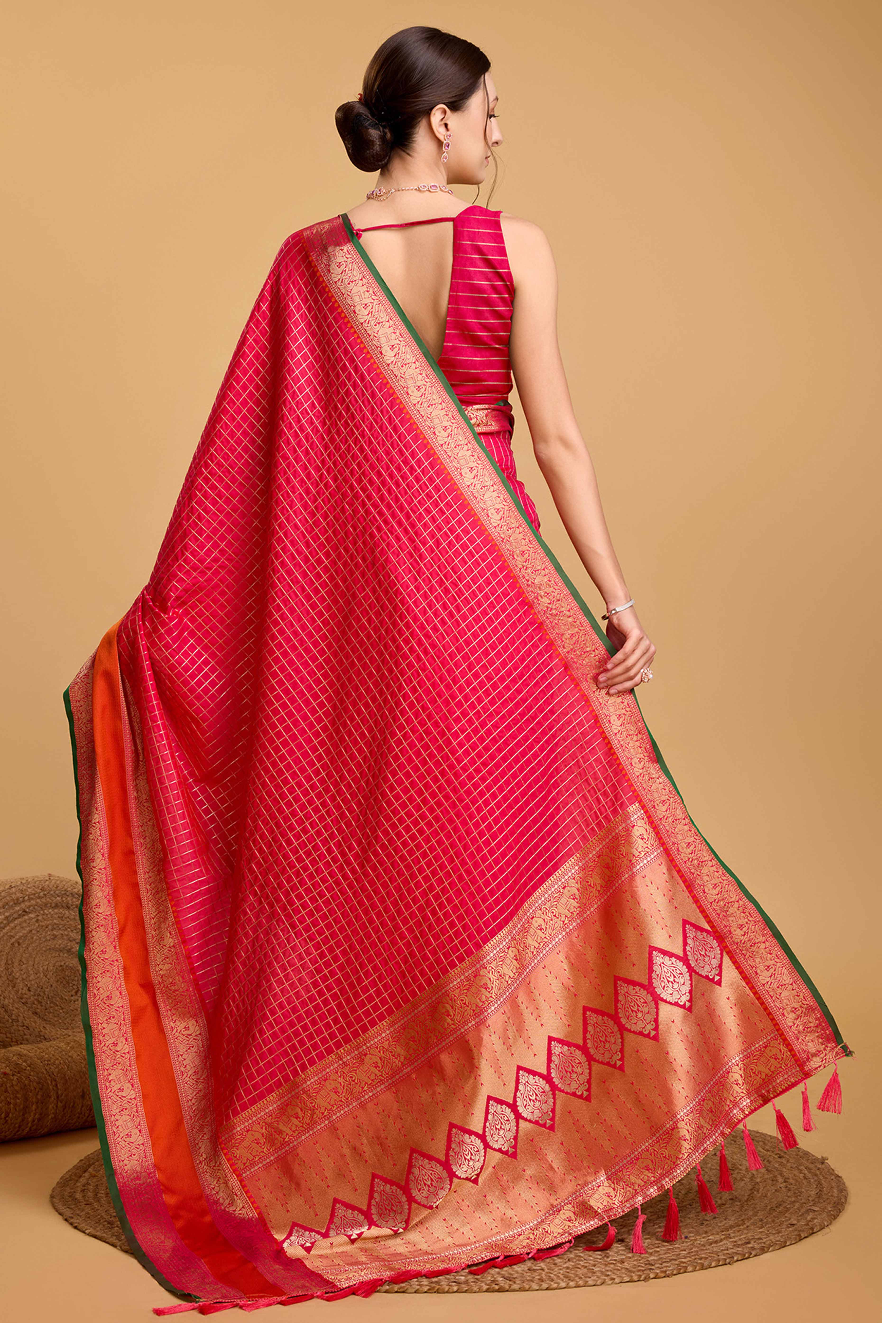 Pink Zari Weaving Banarasi Silk Saree