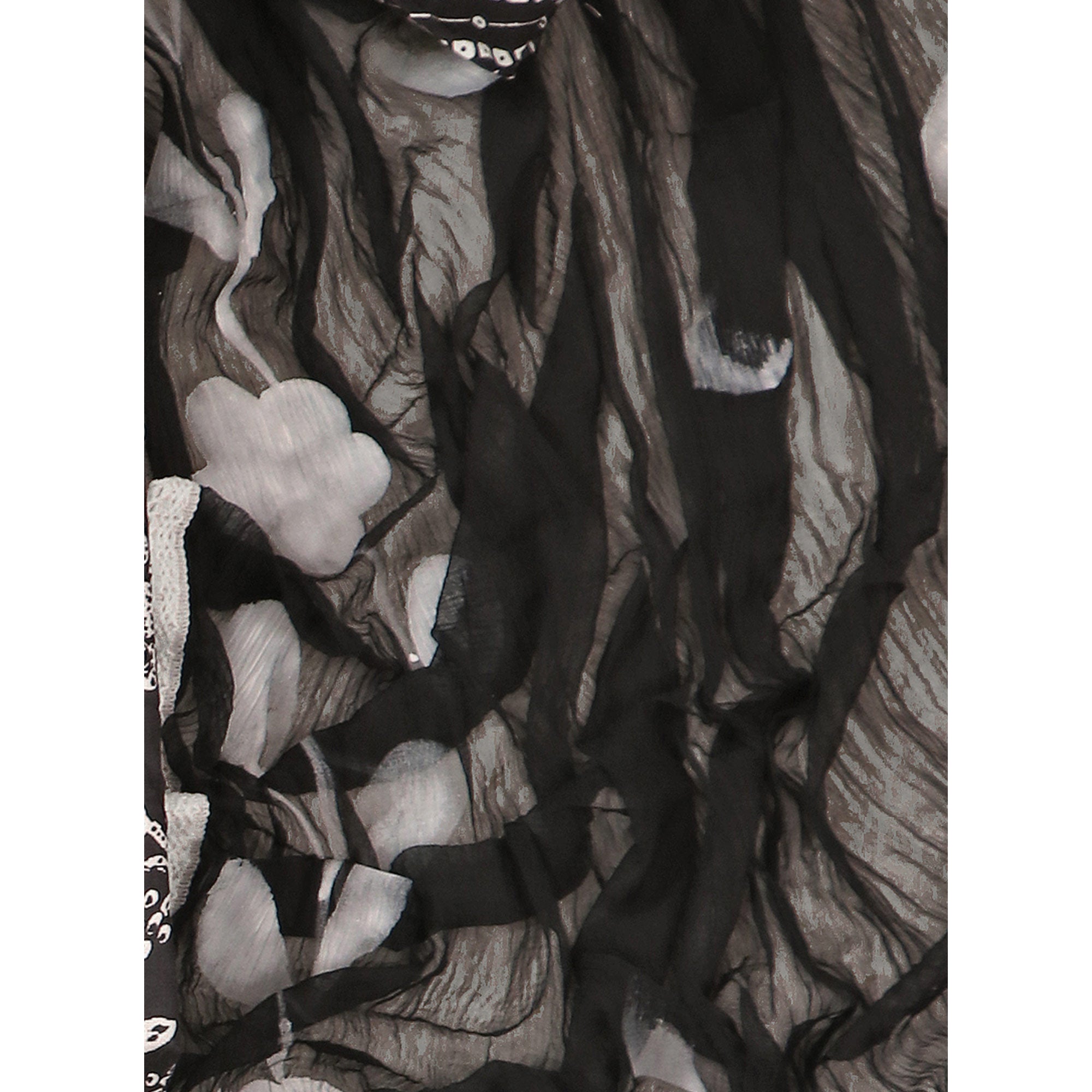 Black Printed With Embroidery Pure Cotton Dress Material