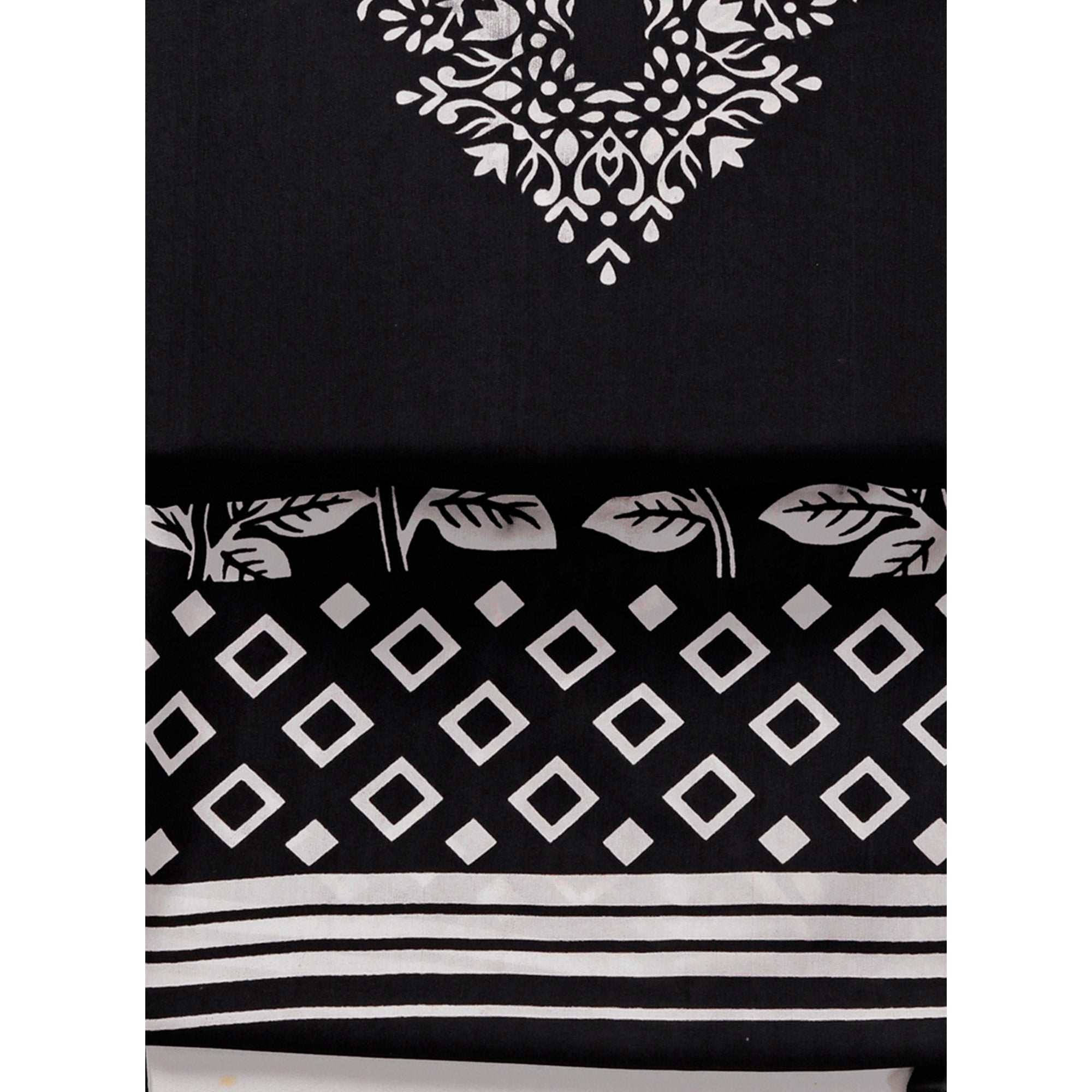 Black Floral Printed Crepe Dress Material