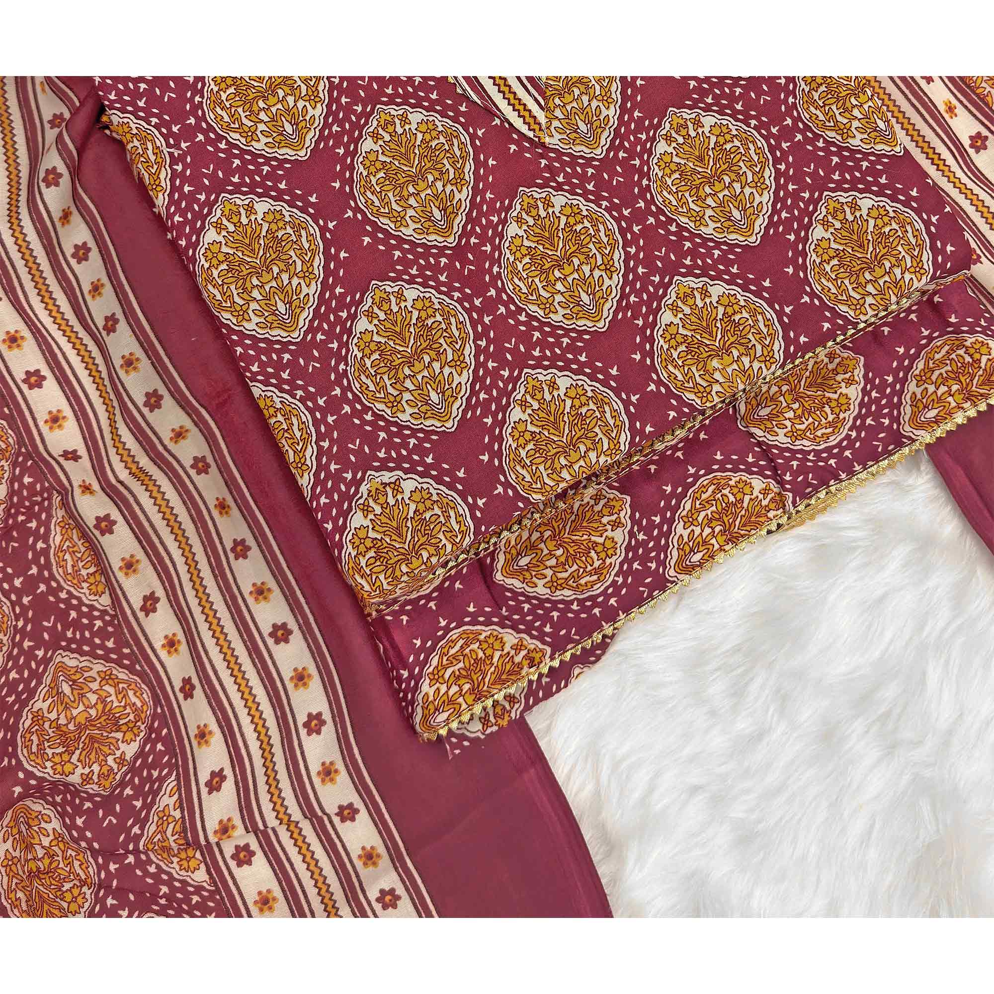 Maroon Lightweight Pure Cotton Dress Fabric Featuring Delicate Floral Prints