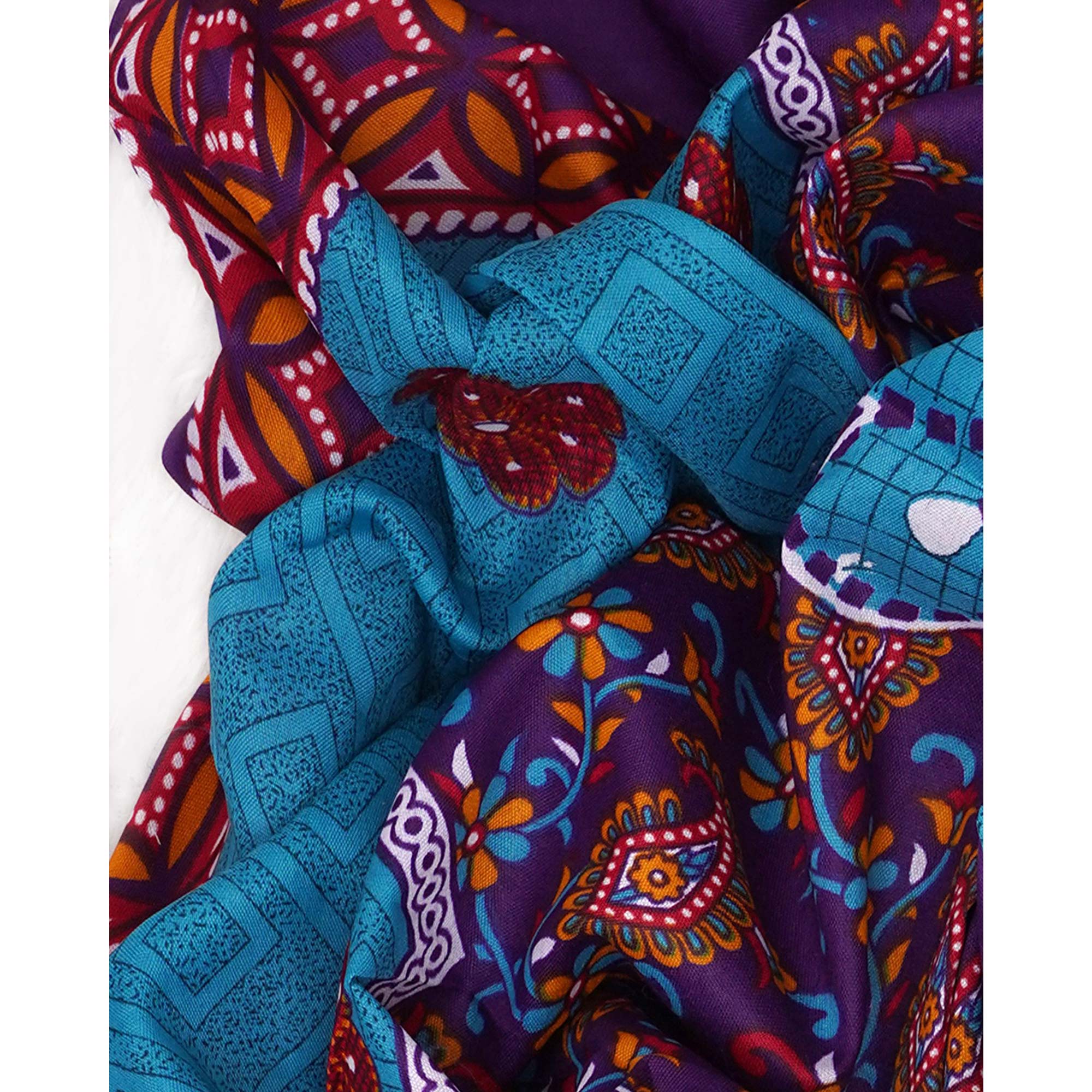 Blue Printed Pure Cotton Dress Material