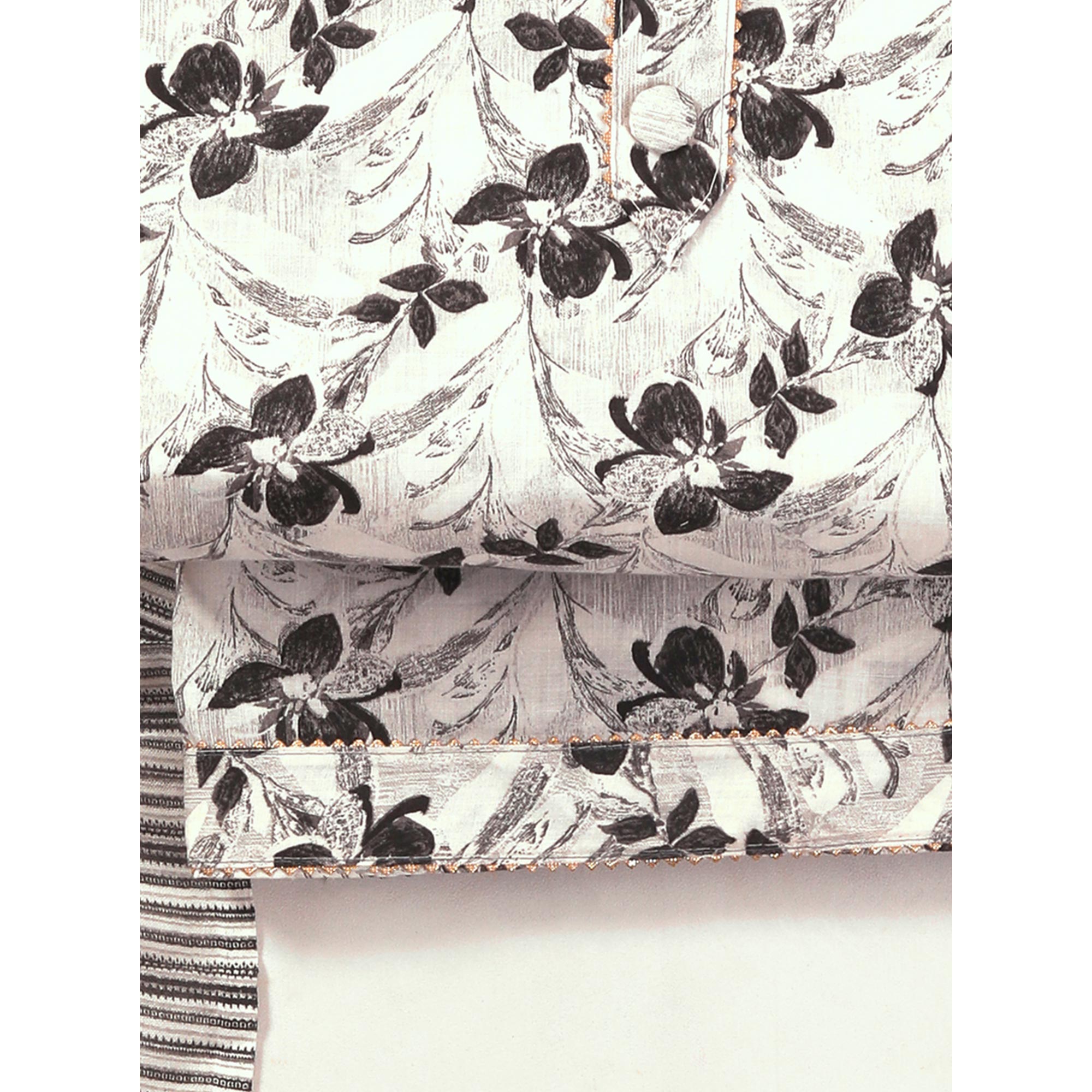 Offwhite Floral Printed With Gota Patti Work Pure Cotton Dress Material