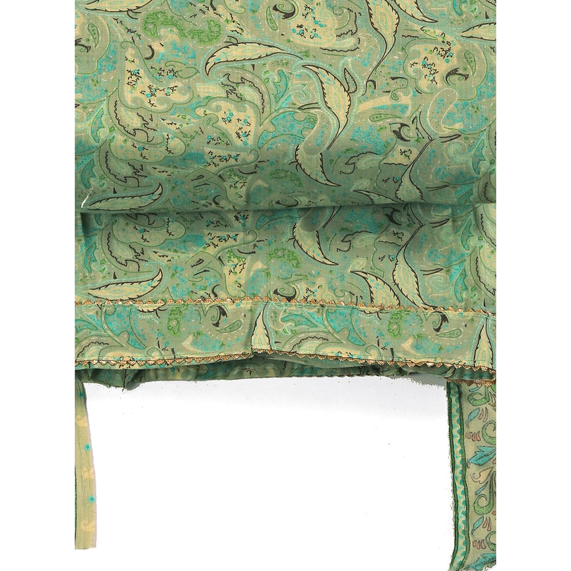 Floral Elegance in Green Pure Cotton Unstitched Dress Material