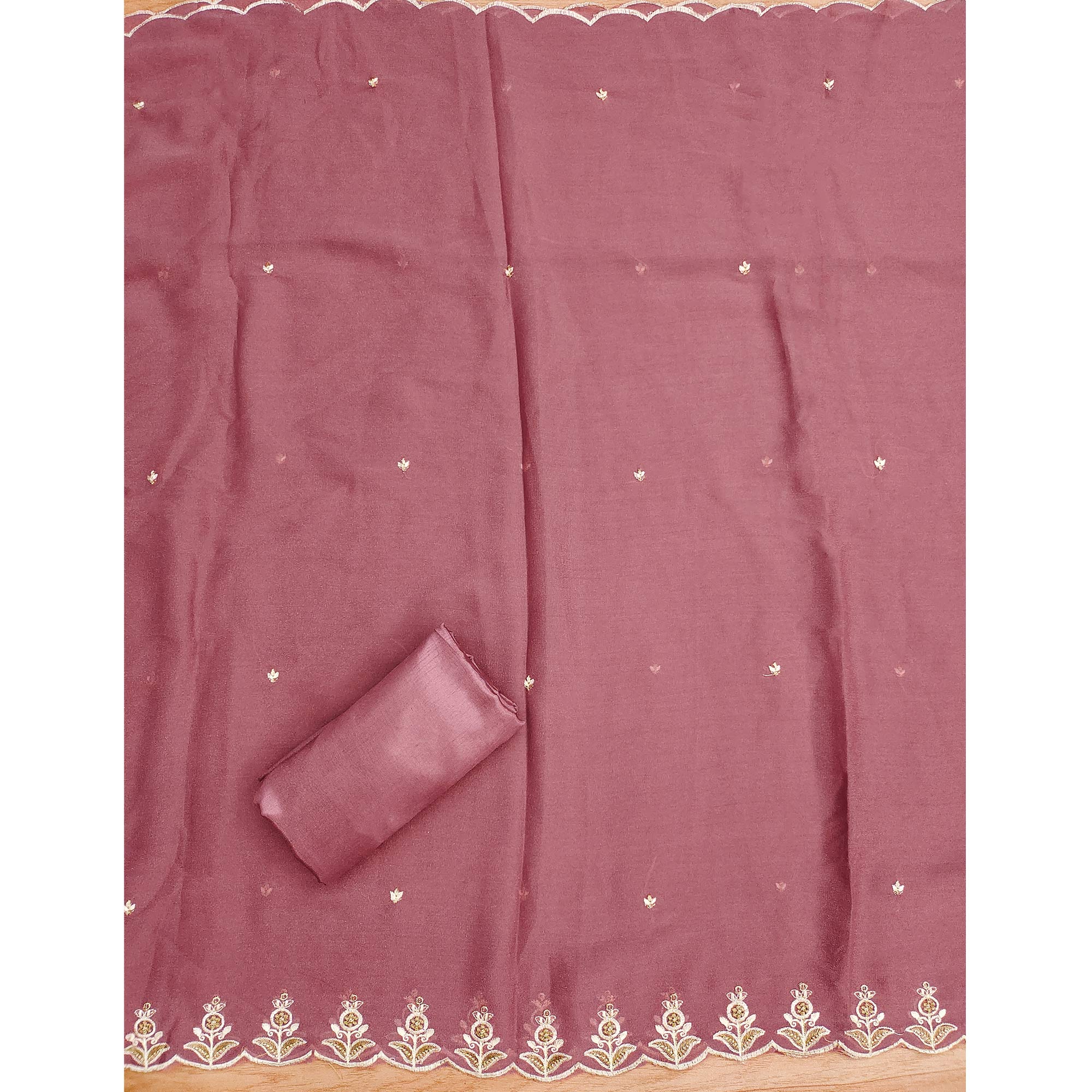 Pink Floral Sequins Embroidered Georgette Dress Material
