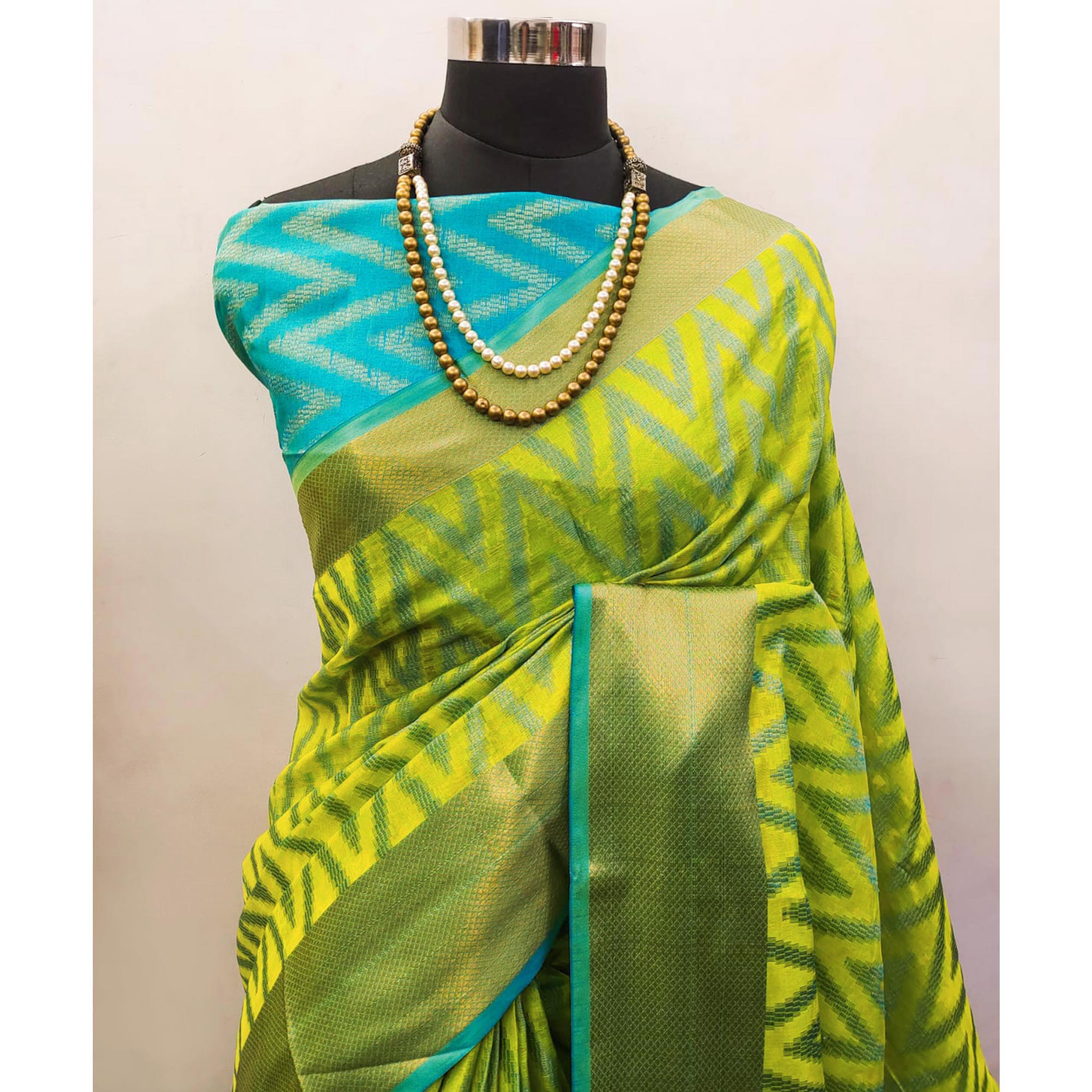 Green Woven Organza Saree