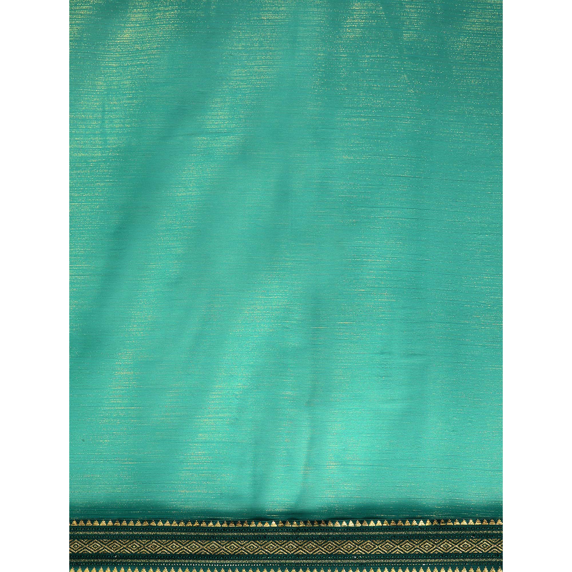 Turquoise Solid With Woven Border Chiffon Saree With Tassels