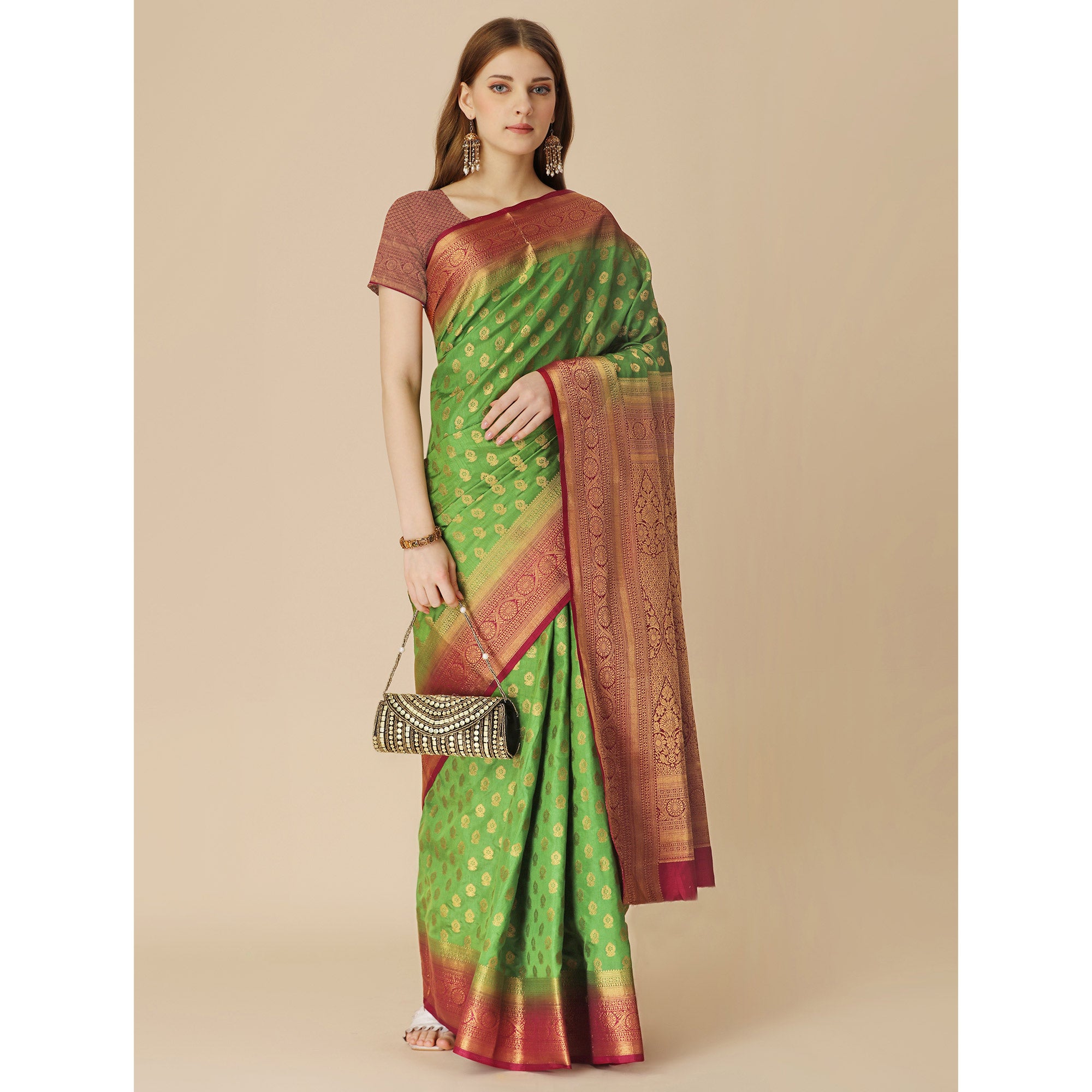 Green Woven Dola Silk Saree