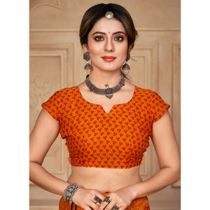 Mustard Bandhani Printed Chiffon Saree