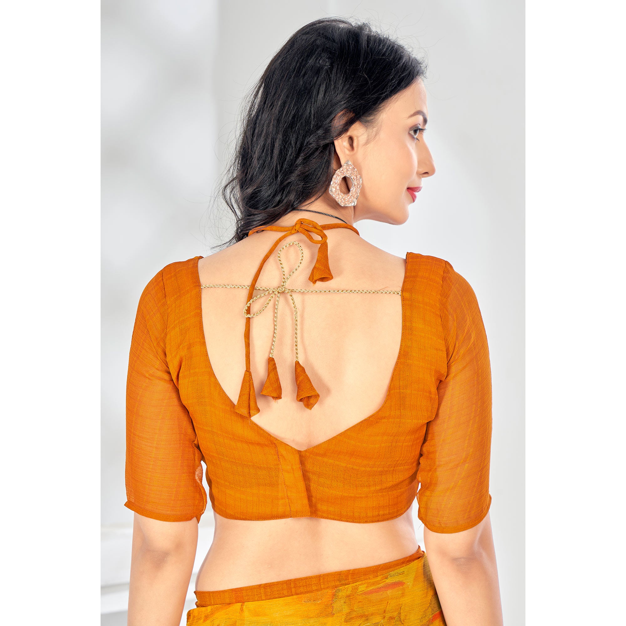 Yellow Printed Chiffon Saree