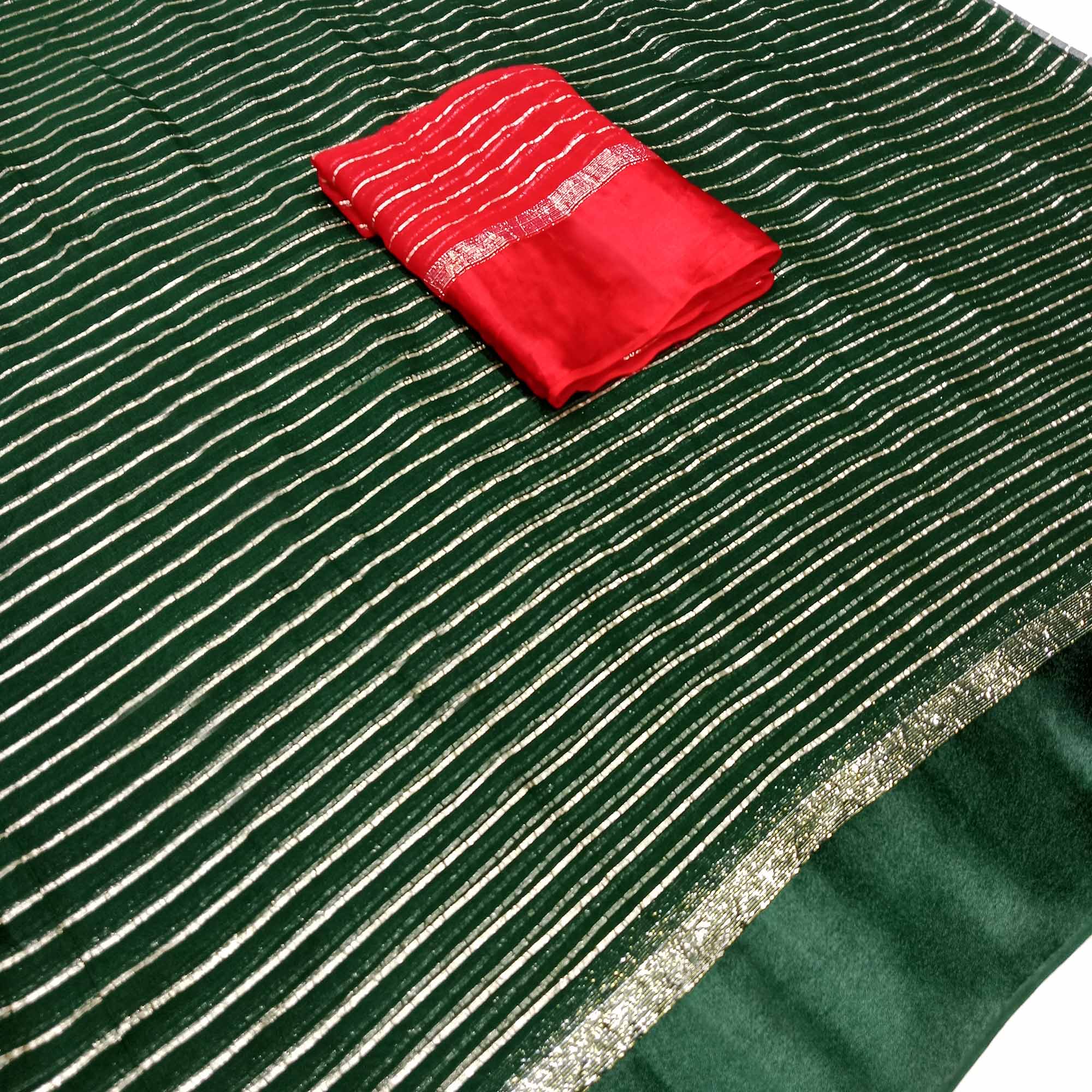 Bottle Green Woven Viscose Saree