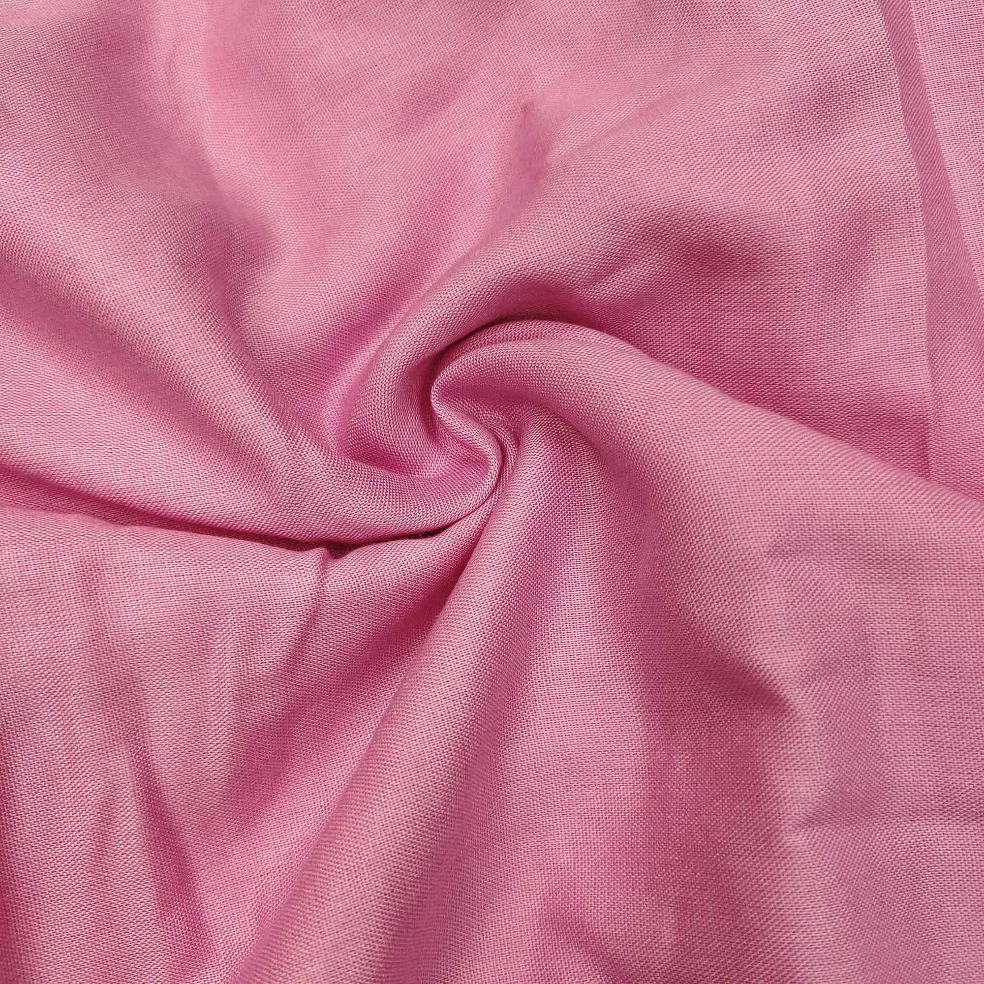 Pink Floral Embroidery With Printed Muslin Dress Material