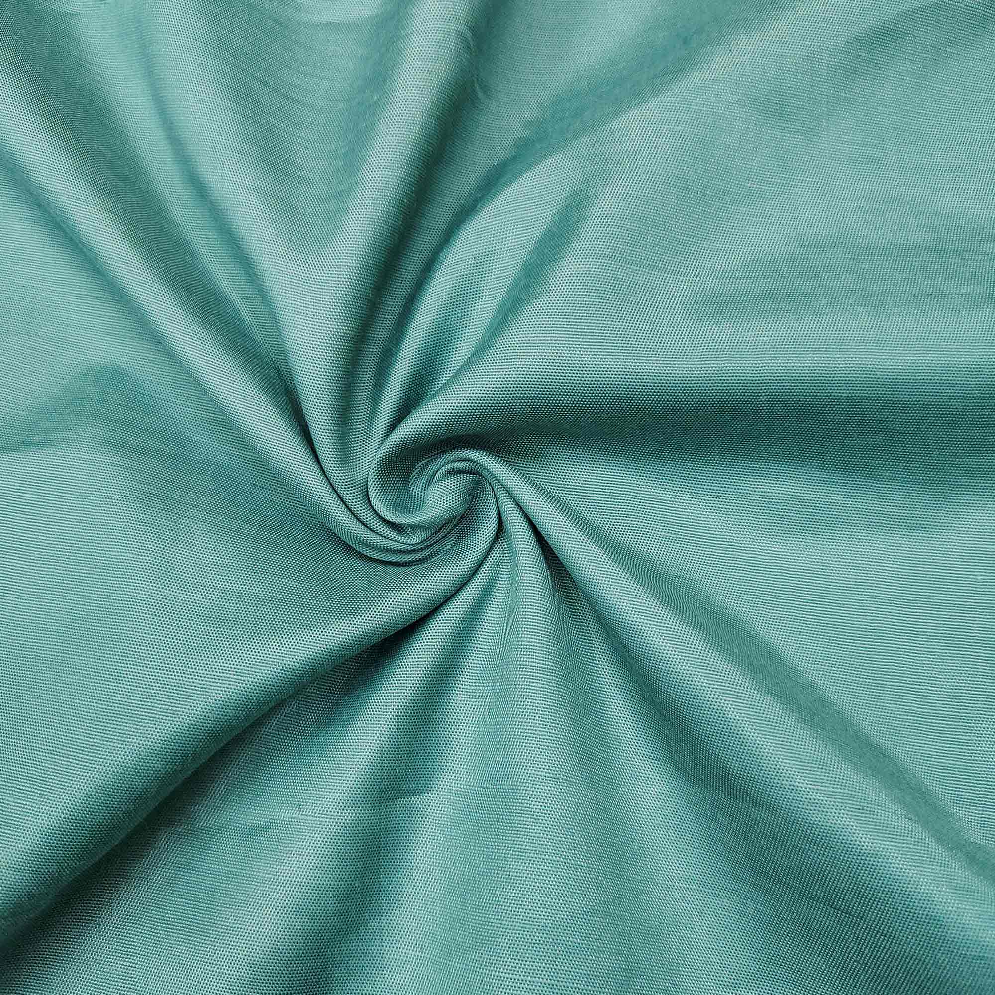 Turquoise Woven With Hand Embroidered Chanderi Silk Dress Material