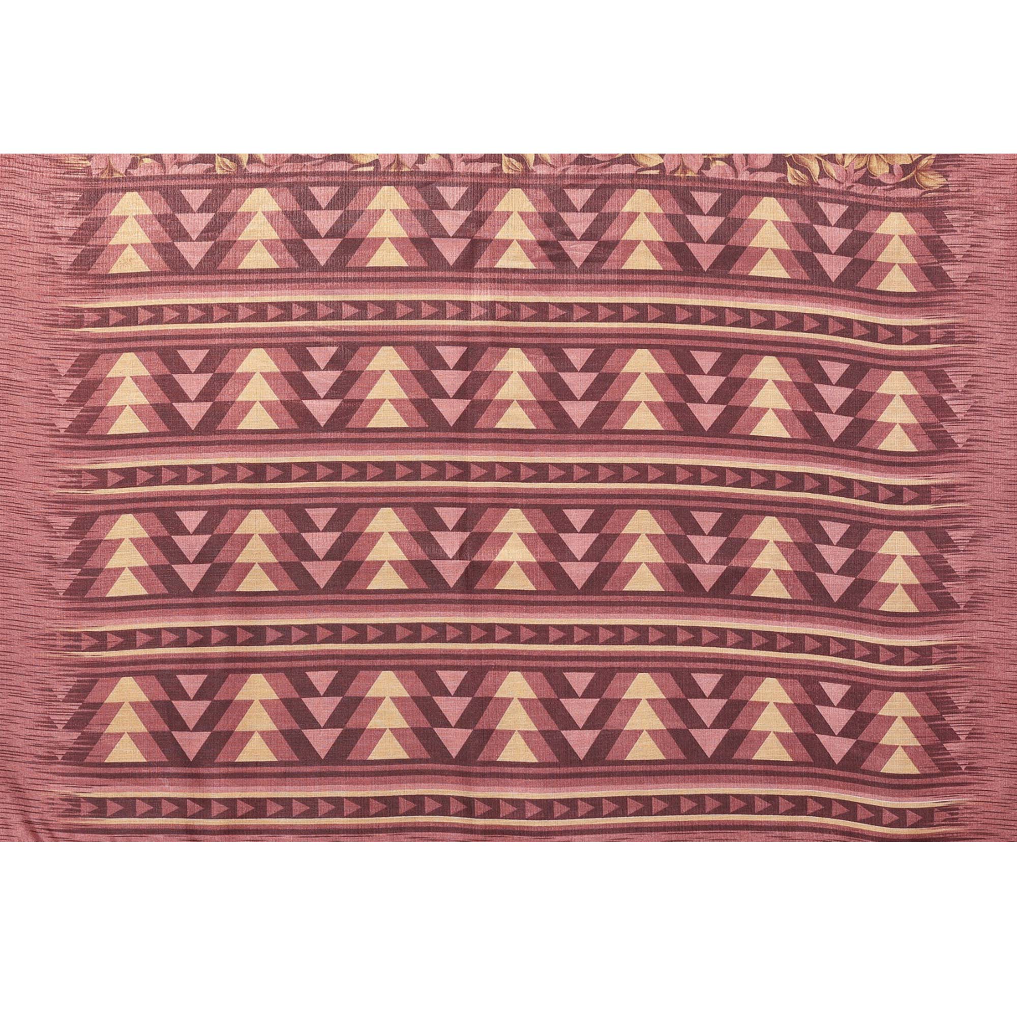 Mauve Floral Printed Khaadi Saree