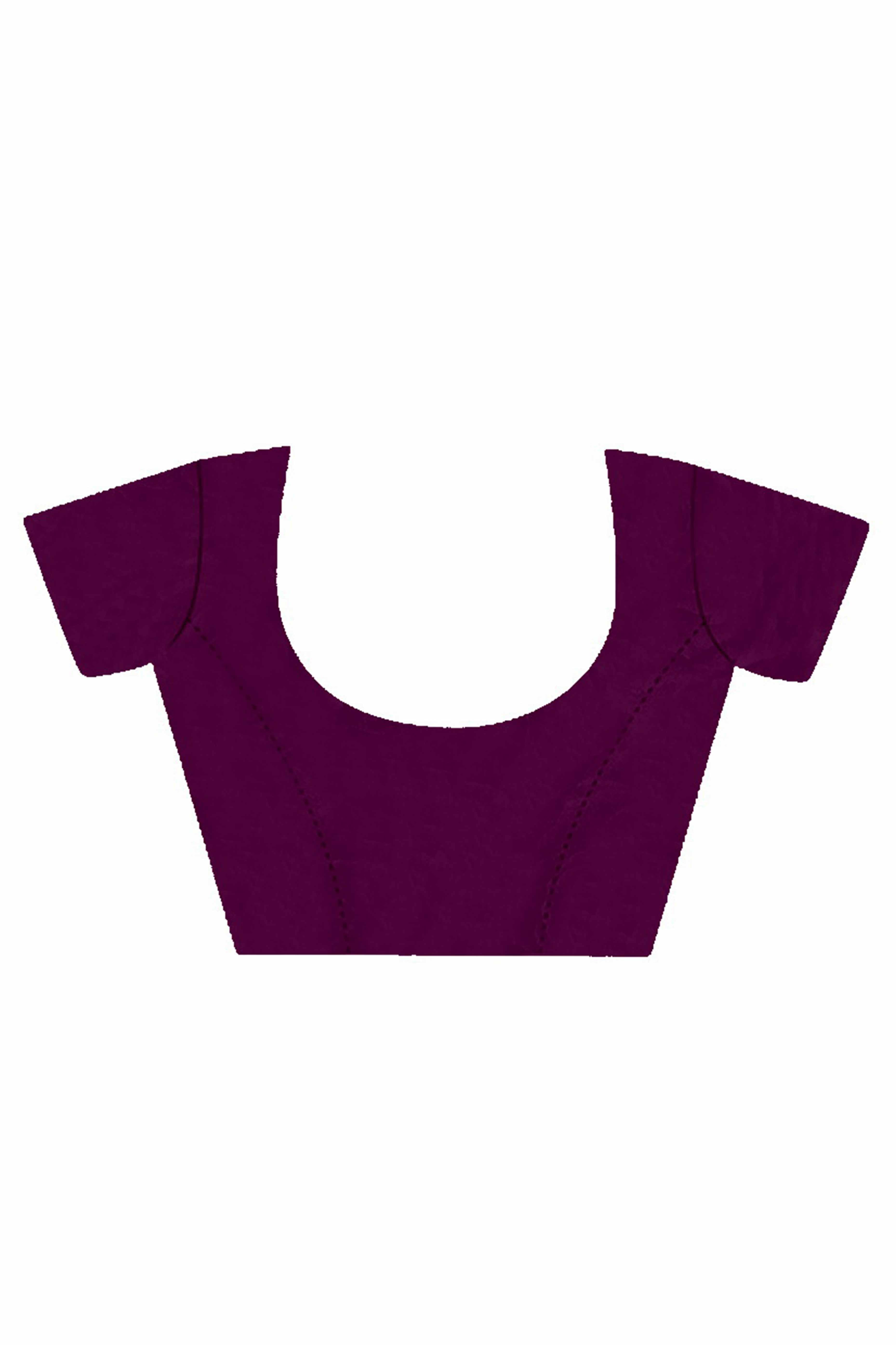 Purple Net Saree With Floral Thread Embroidery Adorned In Stone & Mirror Accents