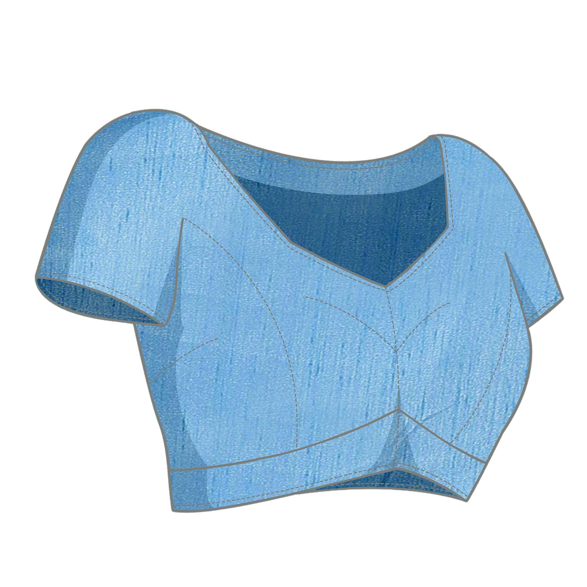 Turquoise Printed Vichitra Silk Saree