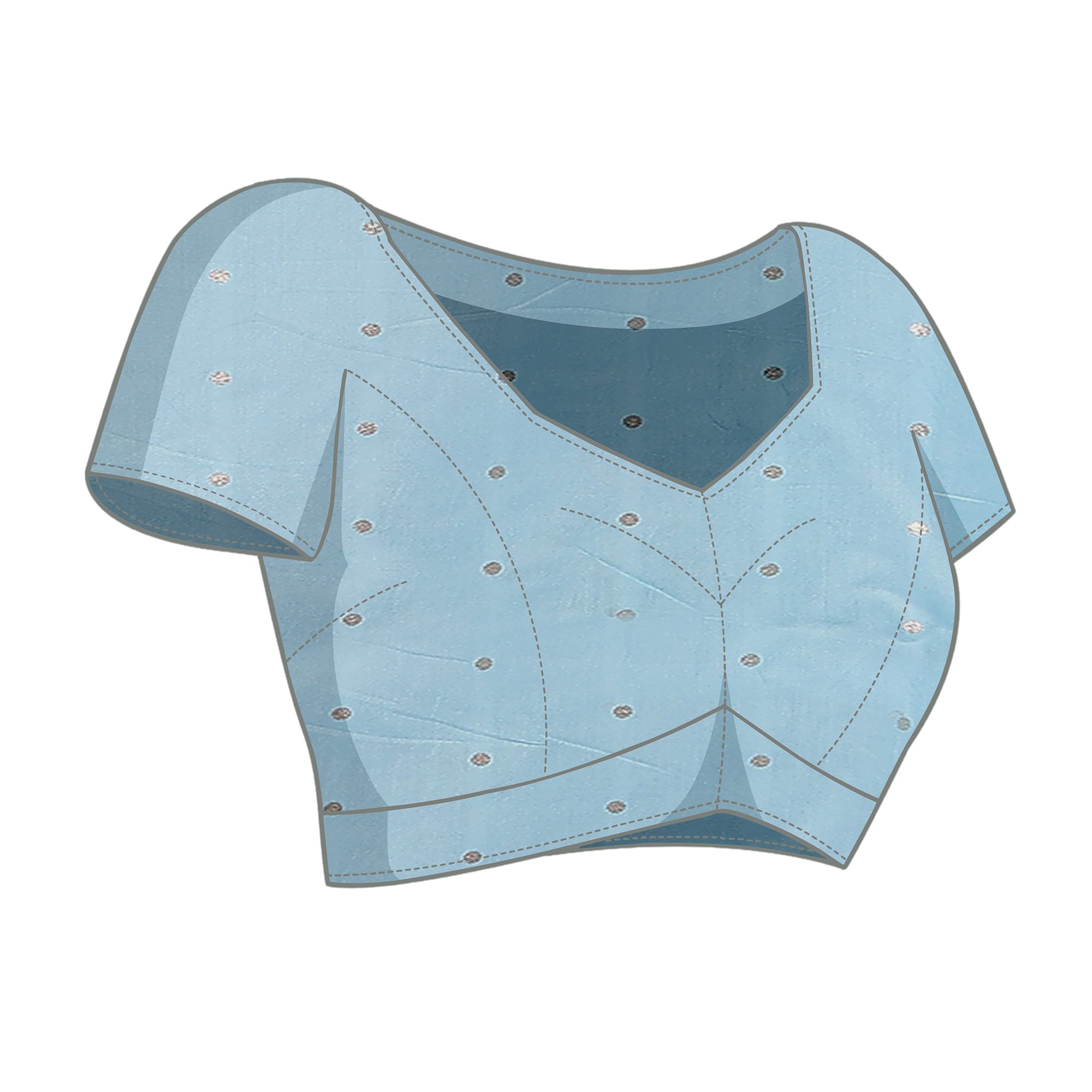 Blue Geometric Printed Vichitra Silk Saree