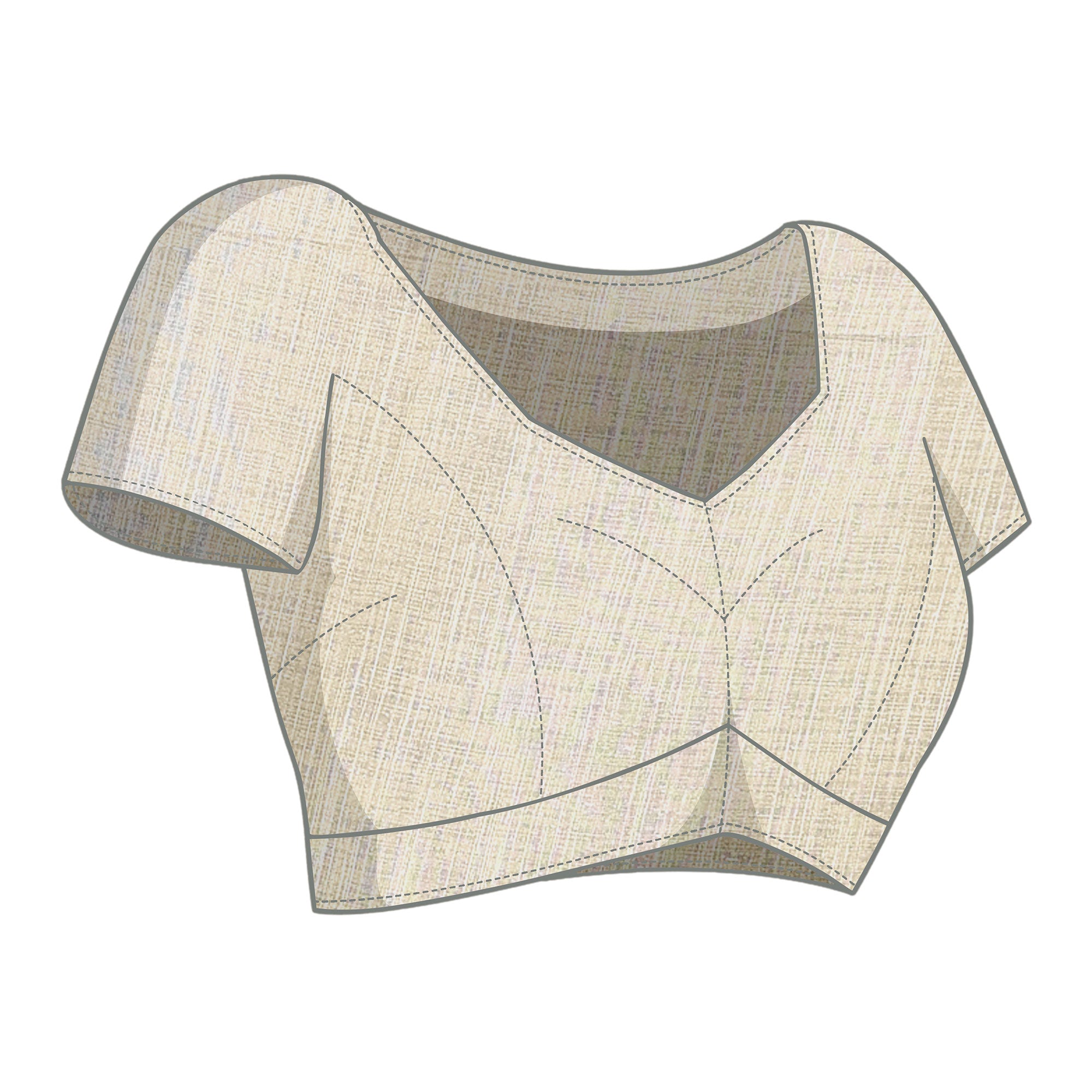 Beige & Black Digital Floral Printed Linen Saree