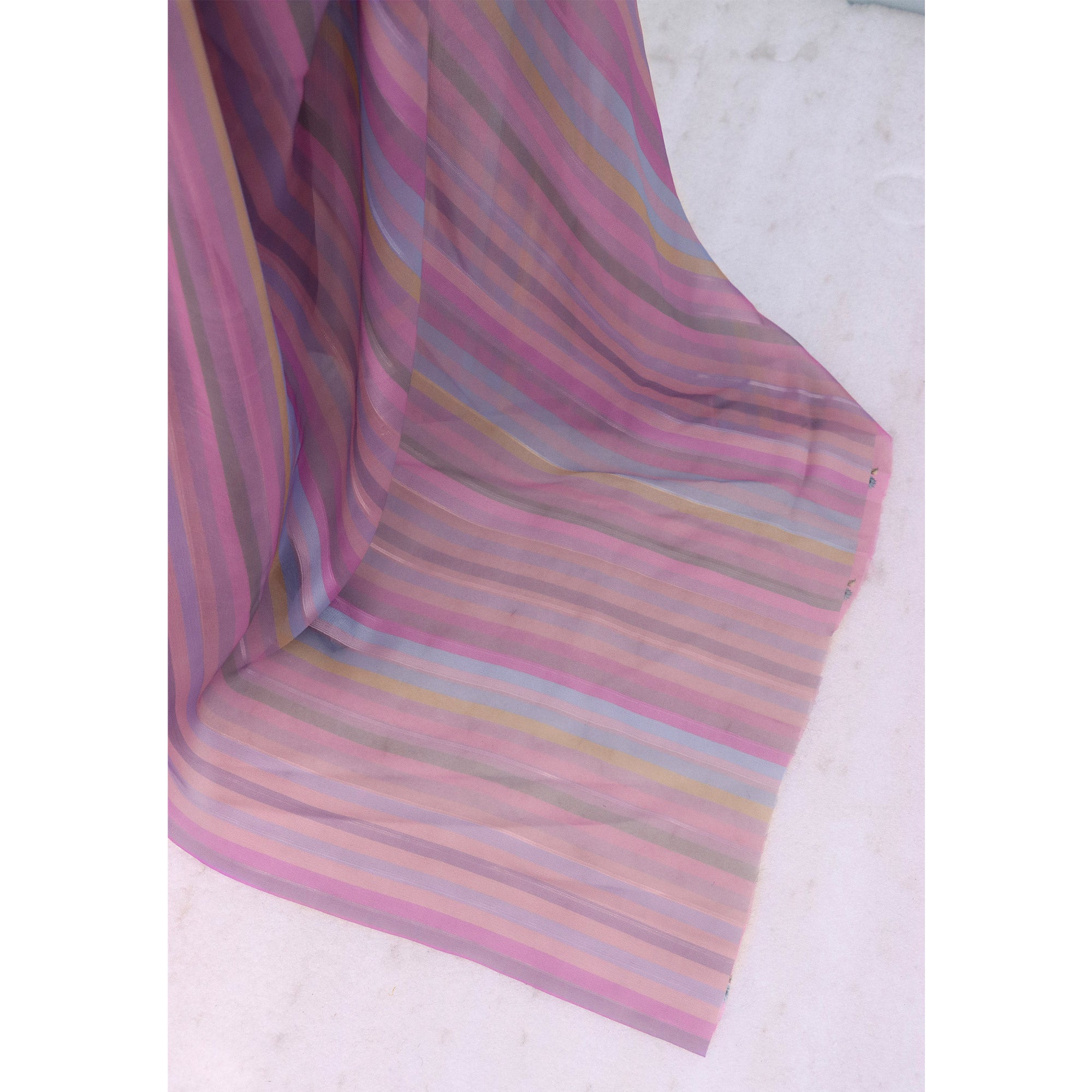 Pink Bloom Floral Digital Printed Georgette Saree Accentuated With Graceful Zari Stripes