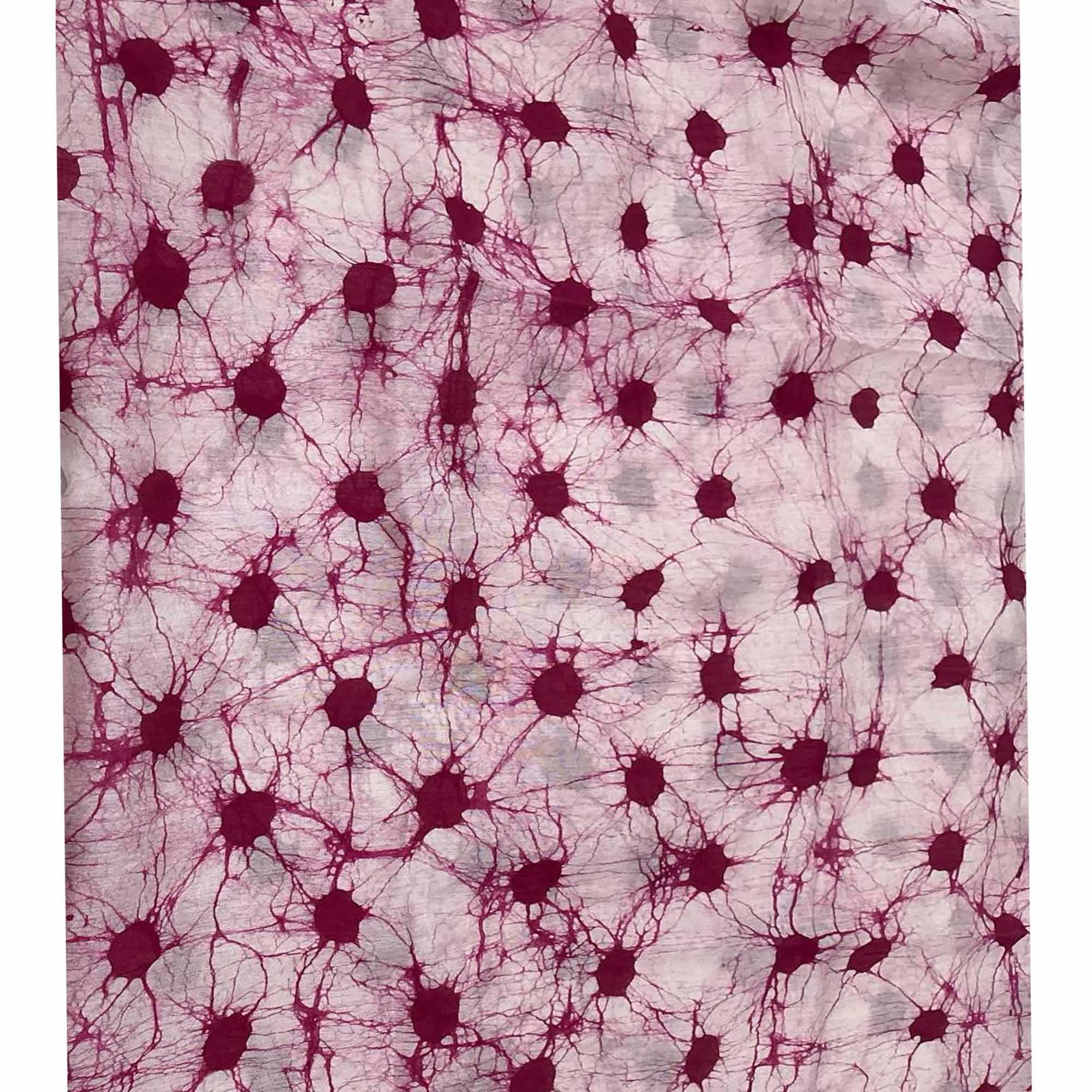 Pink Floral Handprinted Linen Saree for Graceful Ethnic Occasions