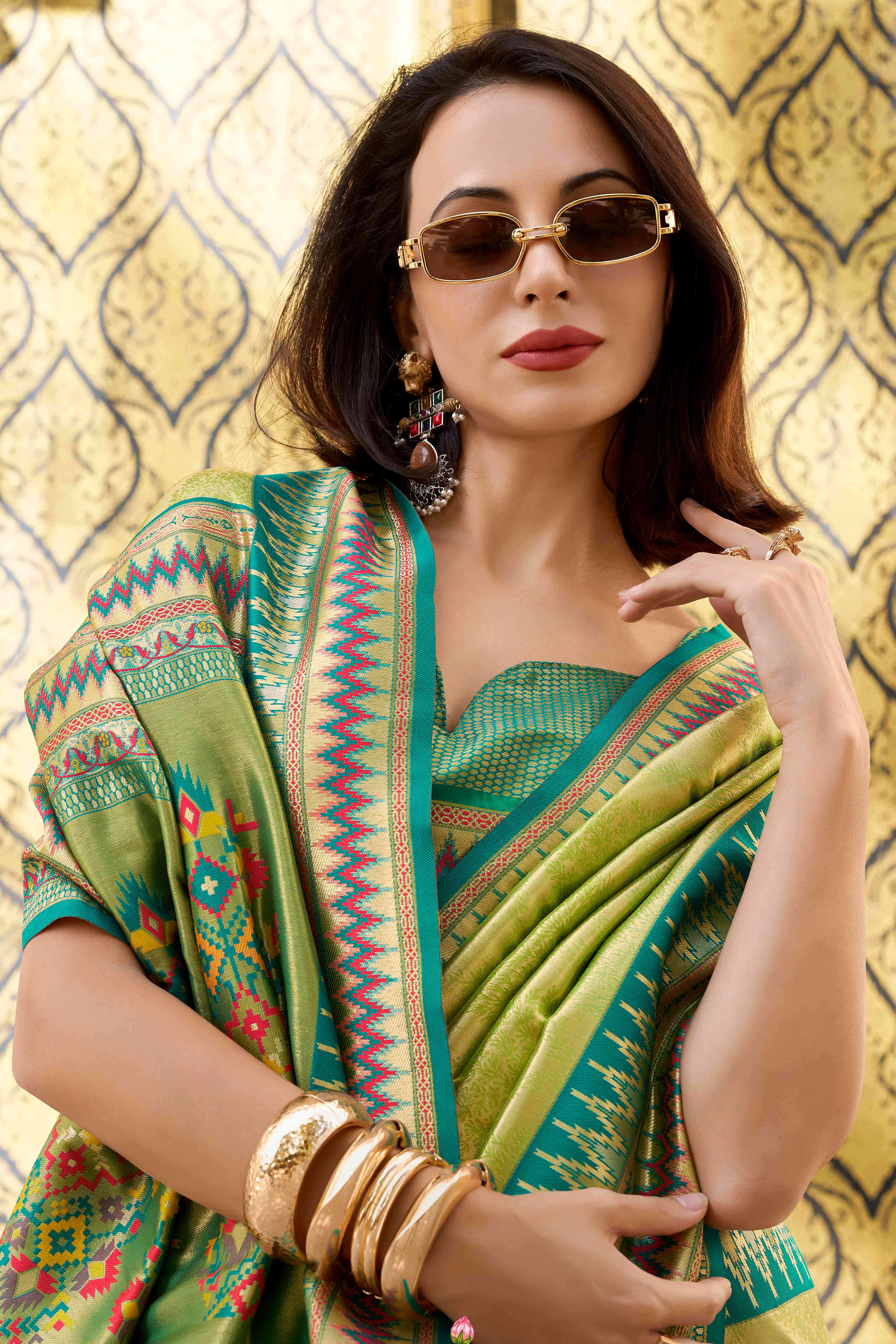 Green Zari Weaving Tissue Silk Saree