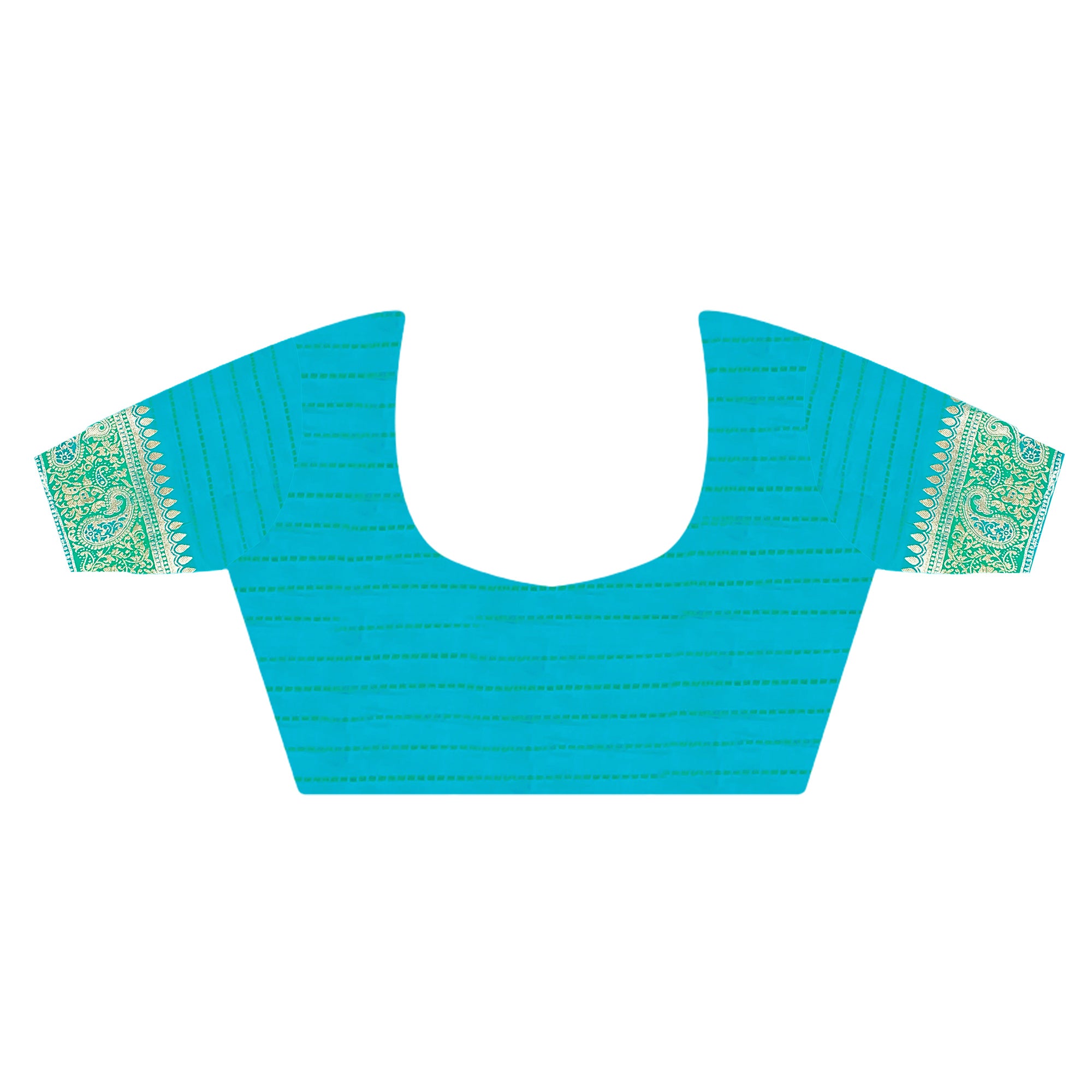 Rama Blue Woven Zari Border Satin Saree With Tassels