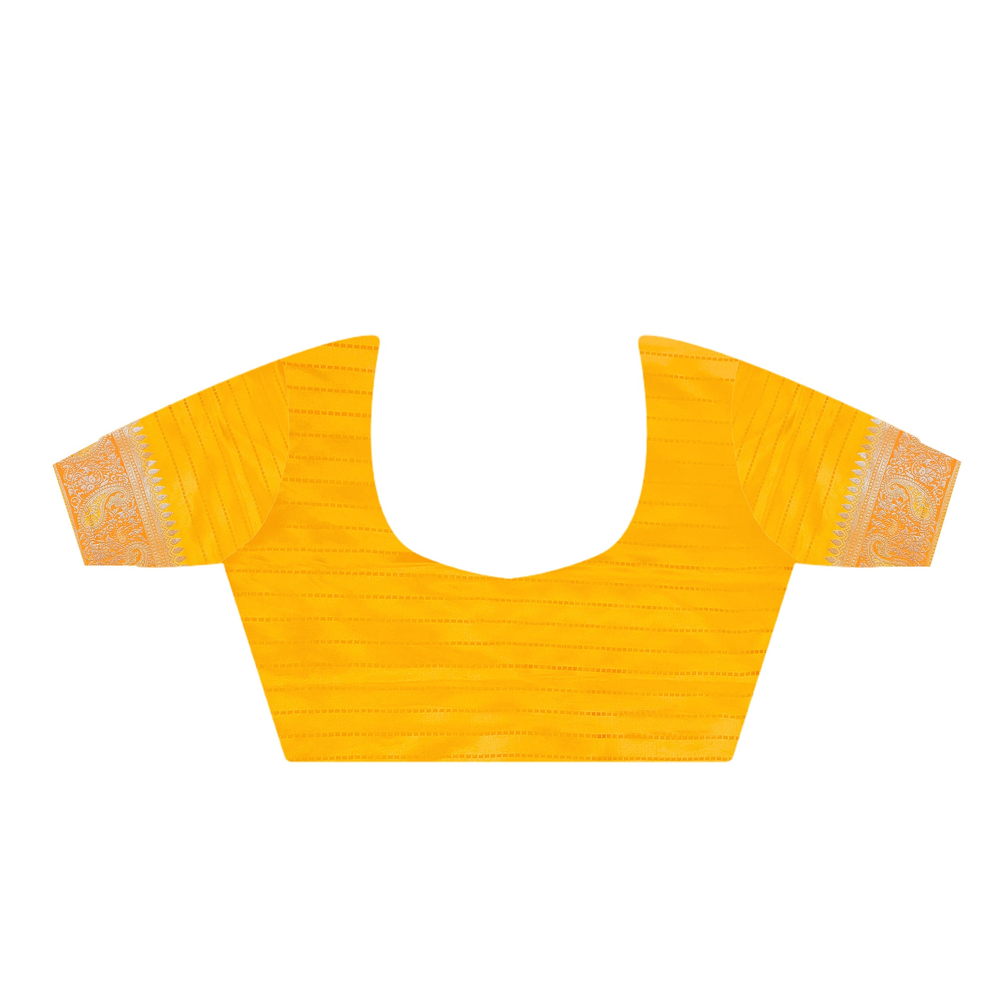 Yellow Woven Zari Border Satin Saree With Tassels