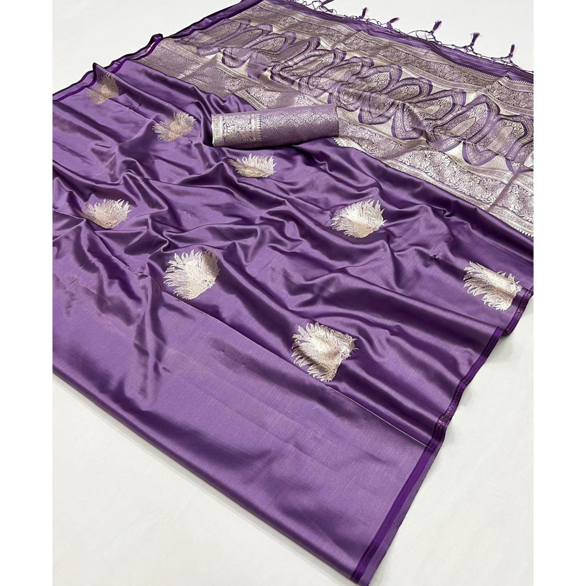 Purple Handloom Weaving Satin Saree