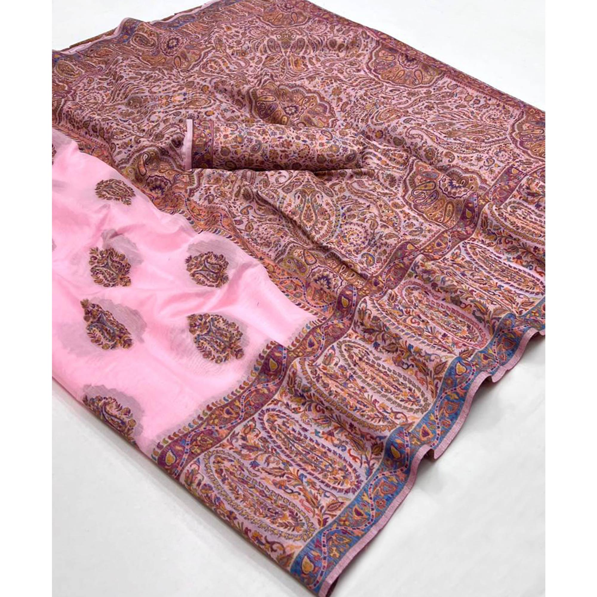 Pink Woven Chanderi Silk Saree