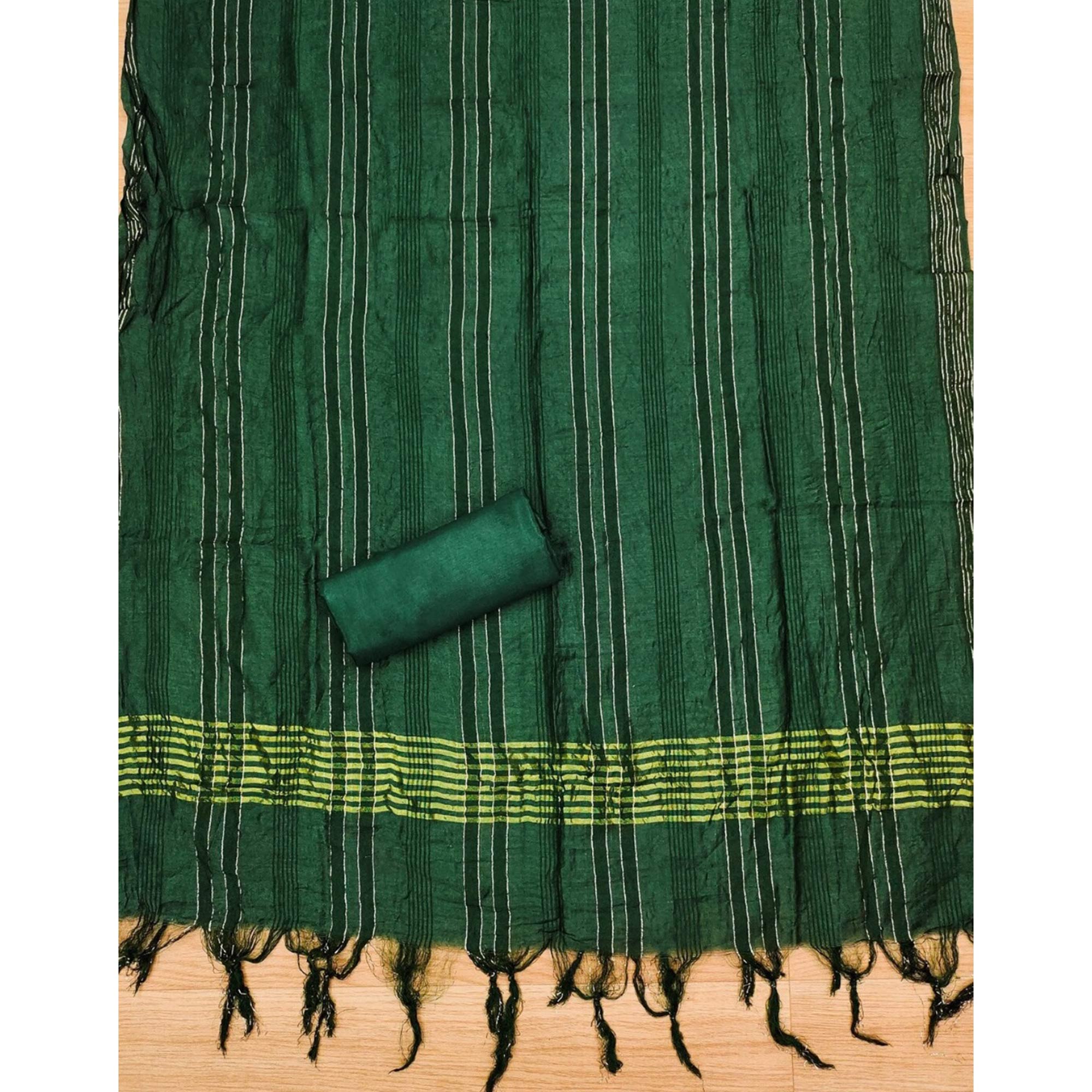 Green Floral Woven Modal Dress Material