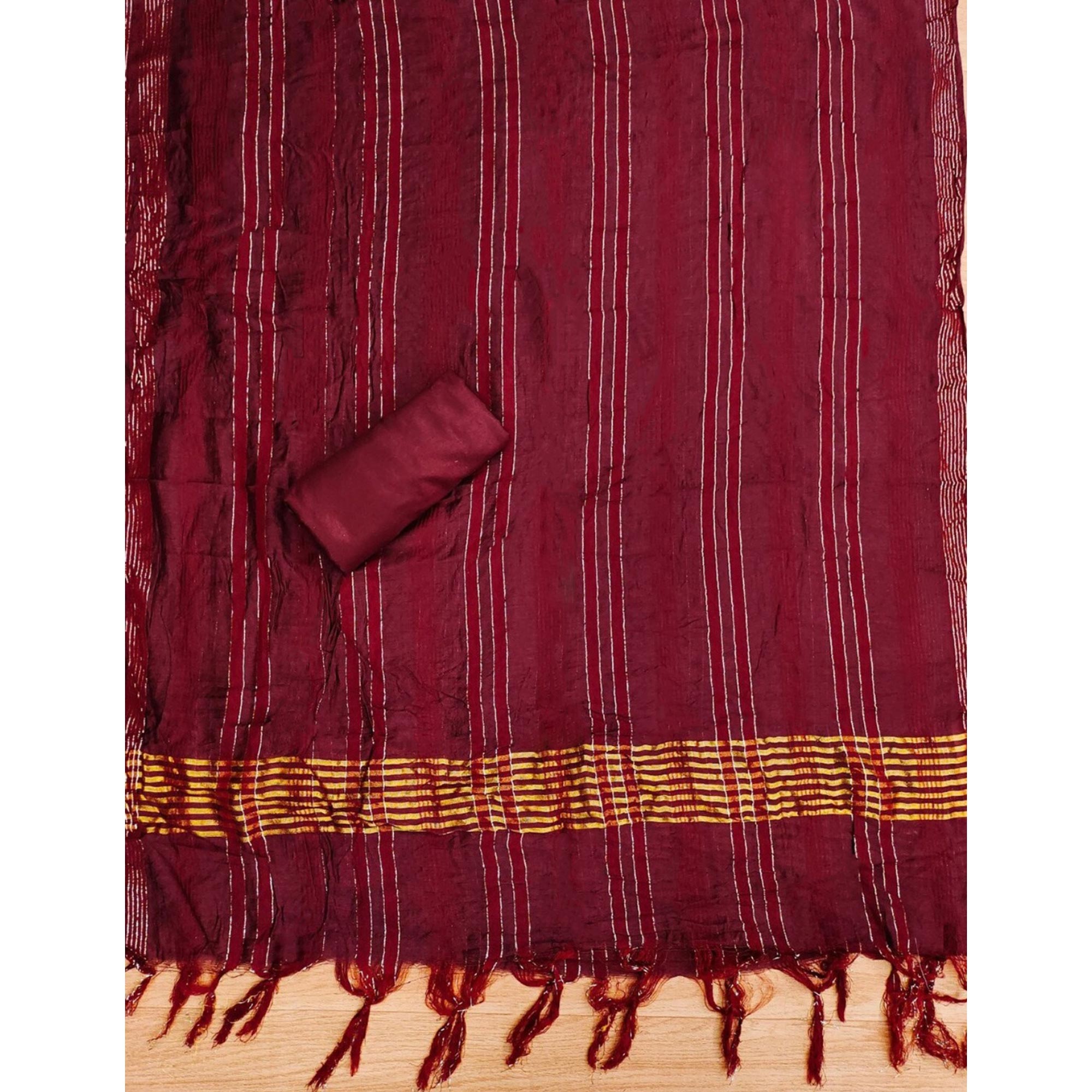 Maroon Floral Woven Modal Dress Material